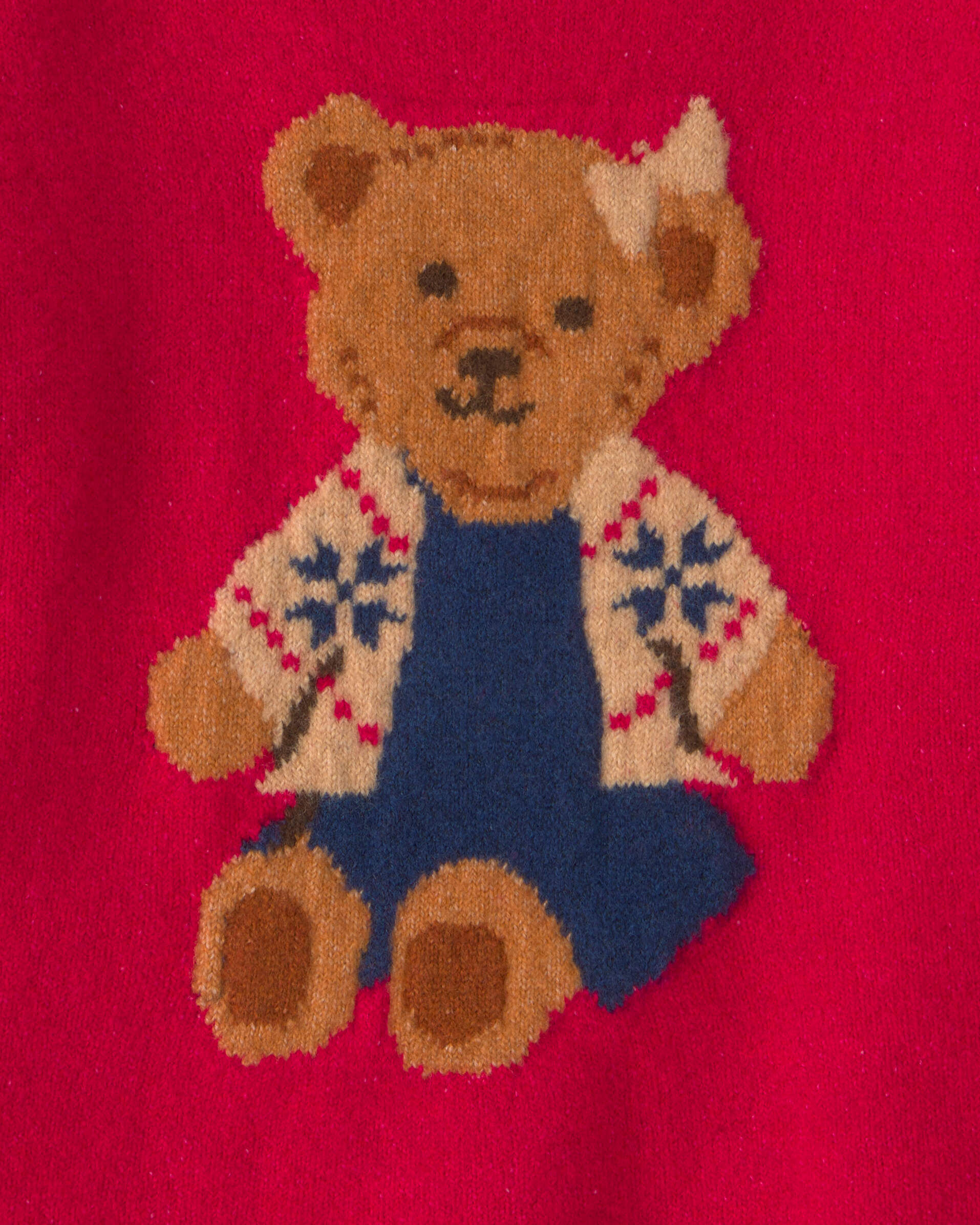 Toddler Girl Bear Sweater - Red - Image 3