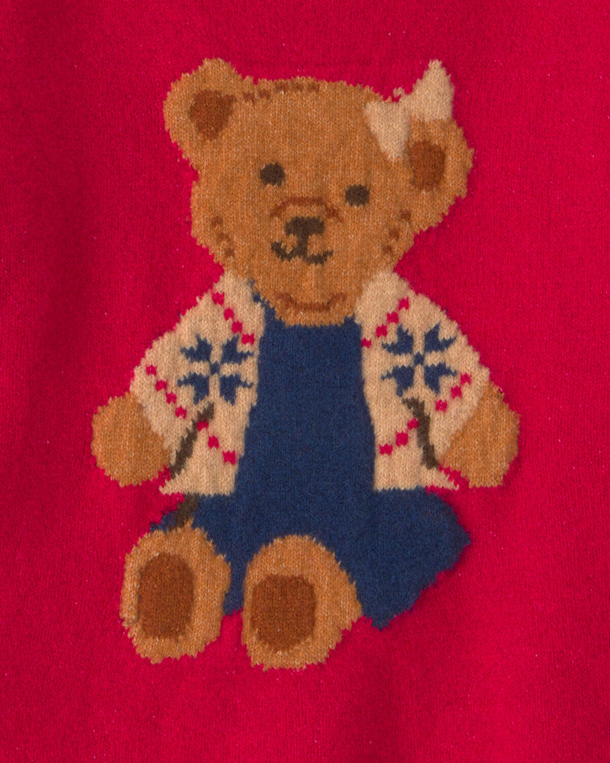 Toddler Girl Bear Sweater - Red - Image 2