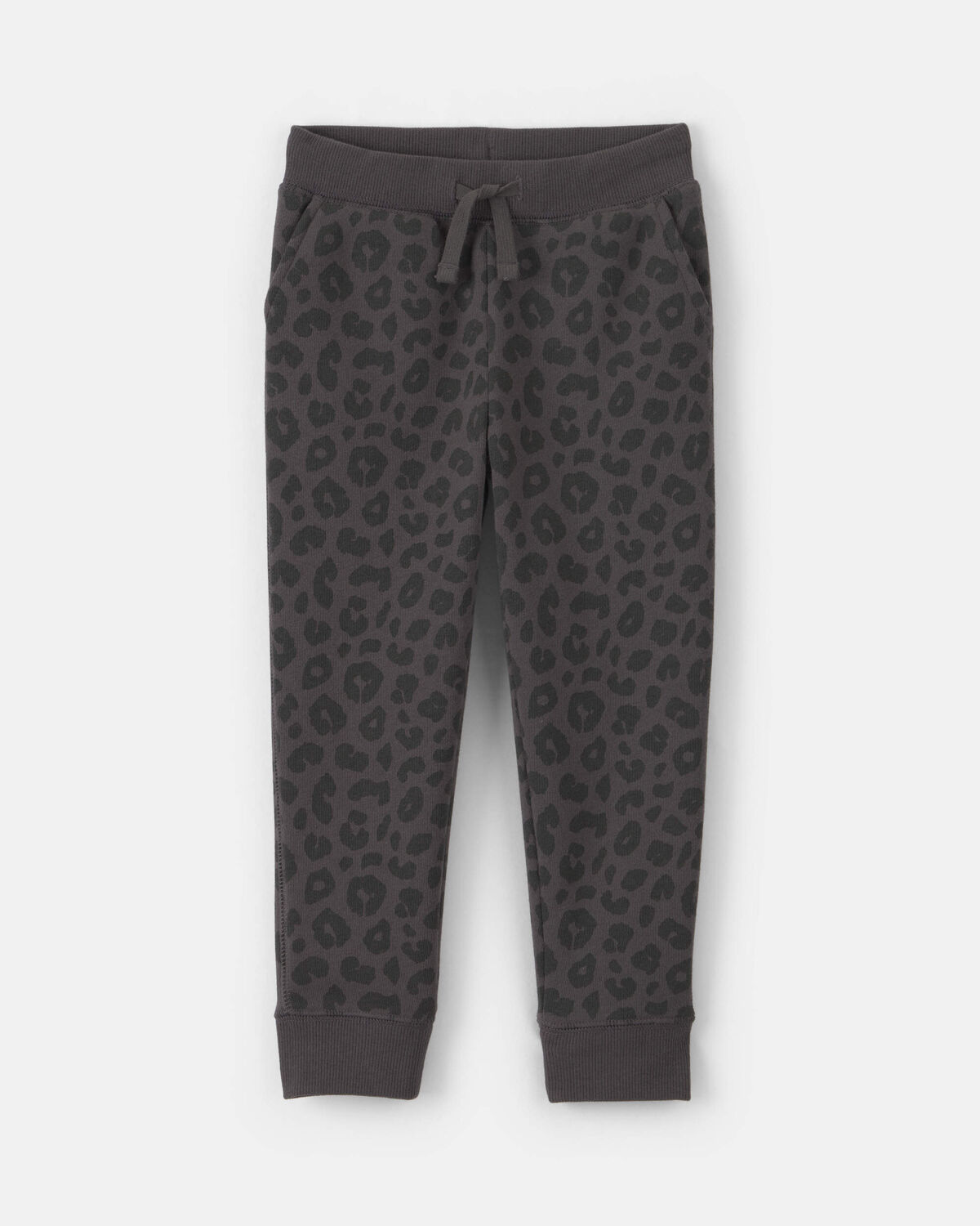Toddler Girl Leopard Fleece Joggers - Black