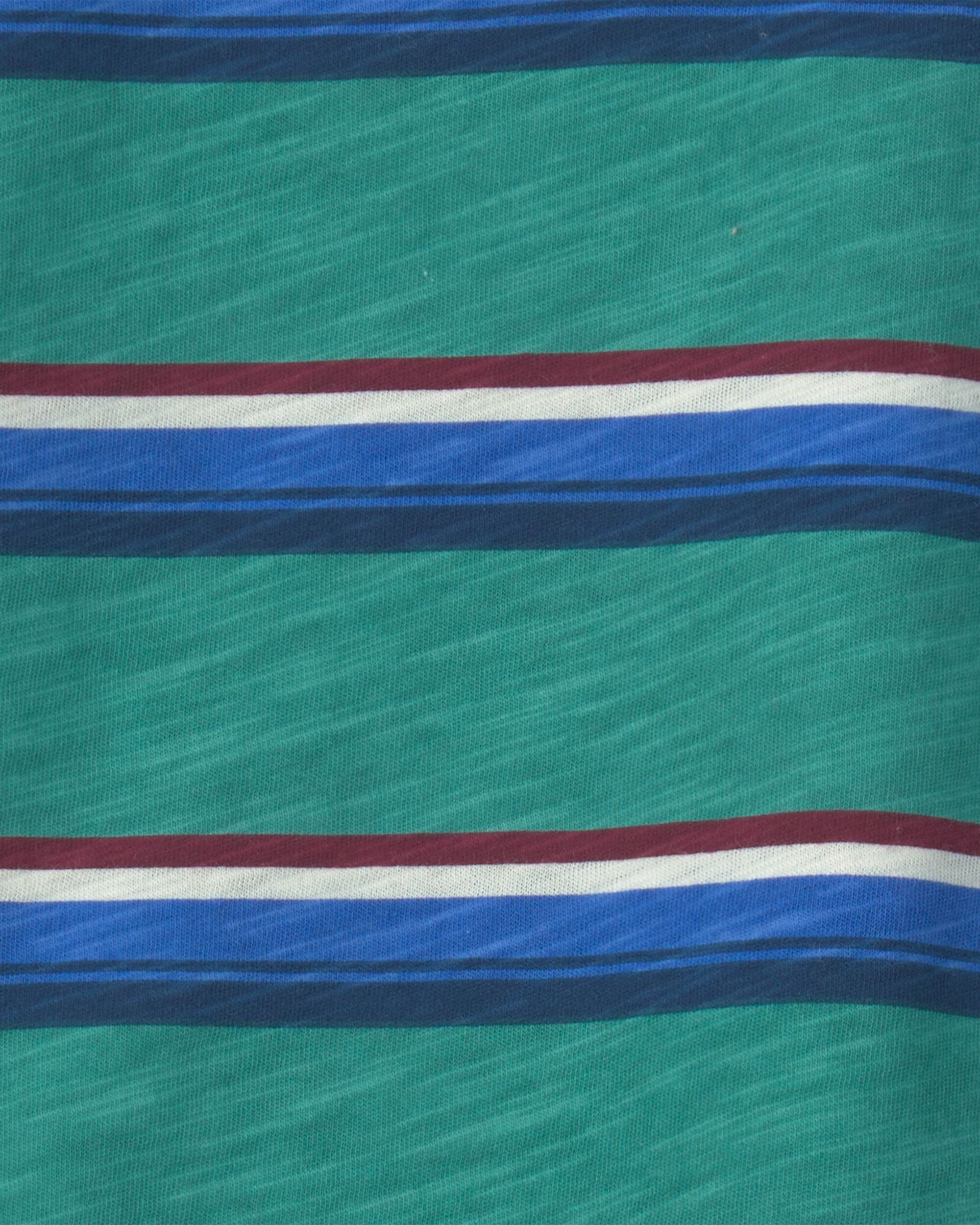 Toddler Boy Striped Henley T-Shirt - Cream/Blue - Image 5
