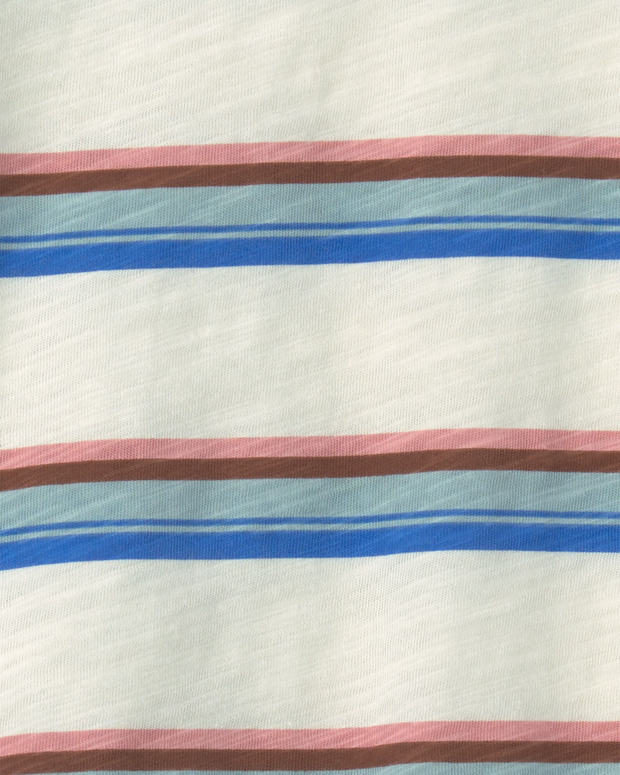 Toddler Boy Striped Henley T-Shirt - Cream/Blue - Image 4
