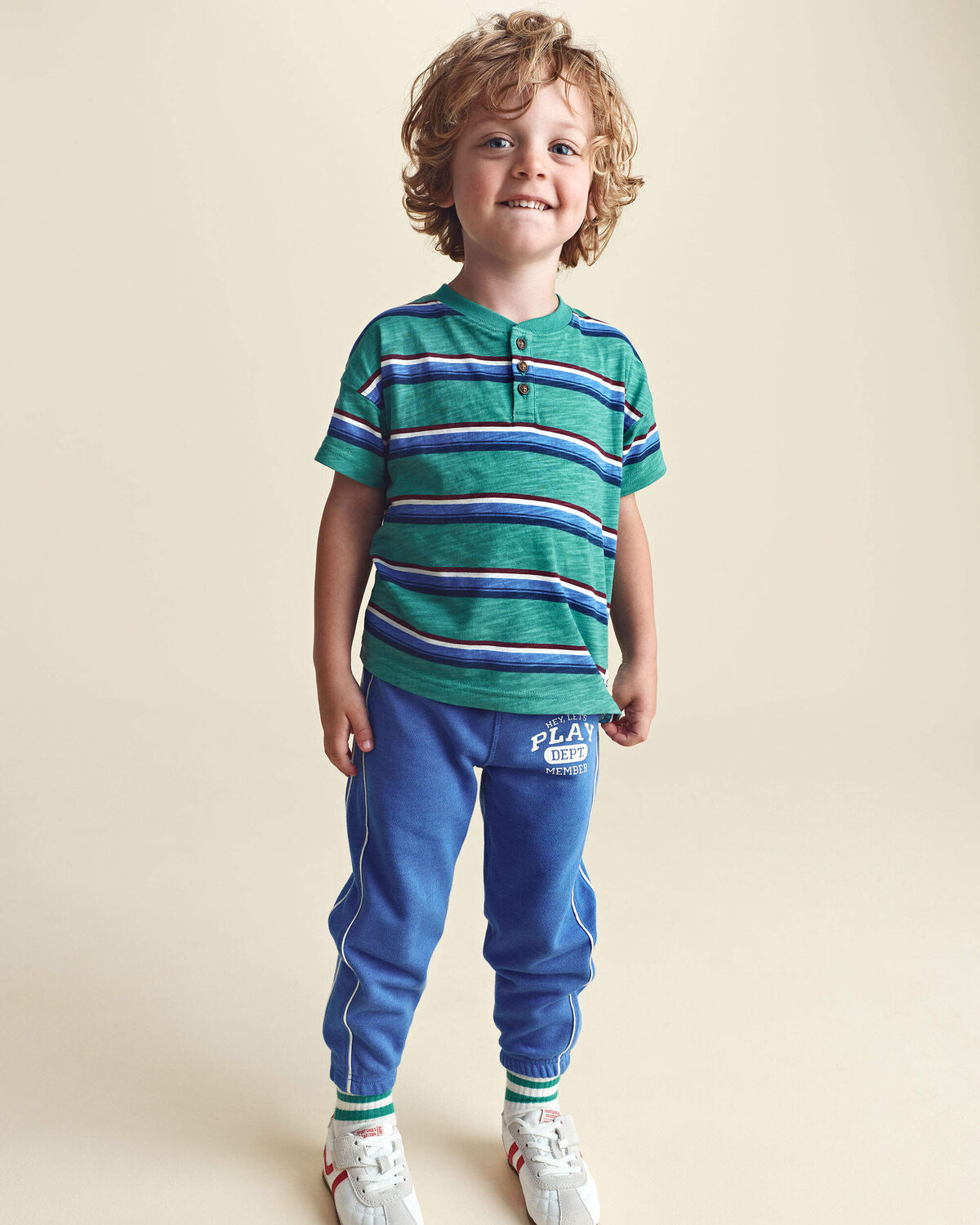 Toddler Boy 'Let's Play' French Terry Joggers - Blue - Image 2