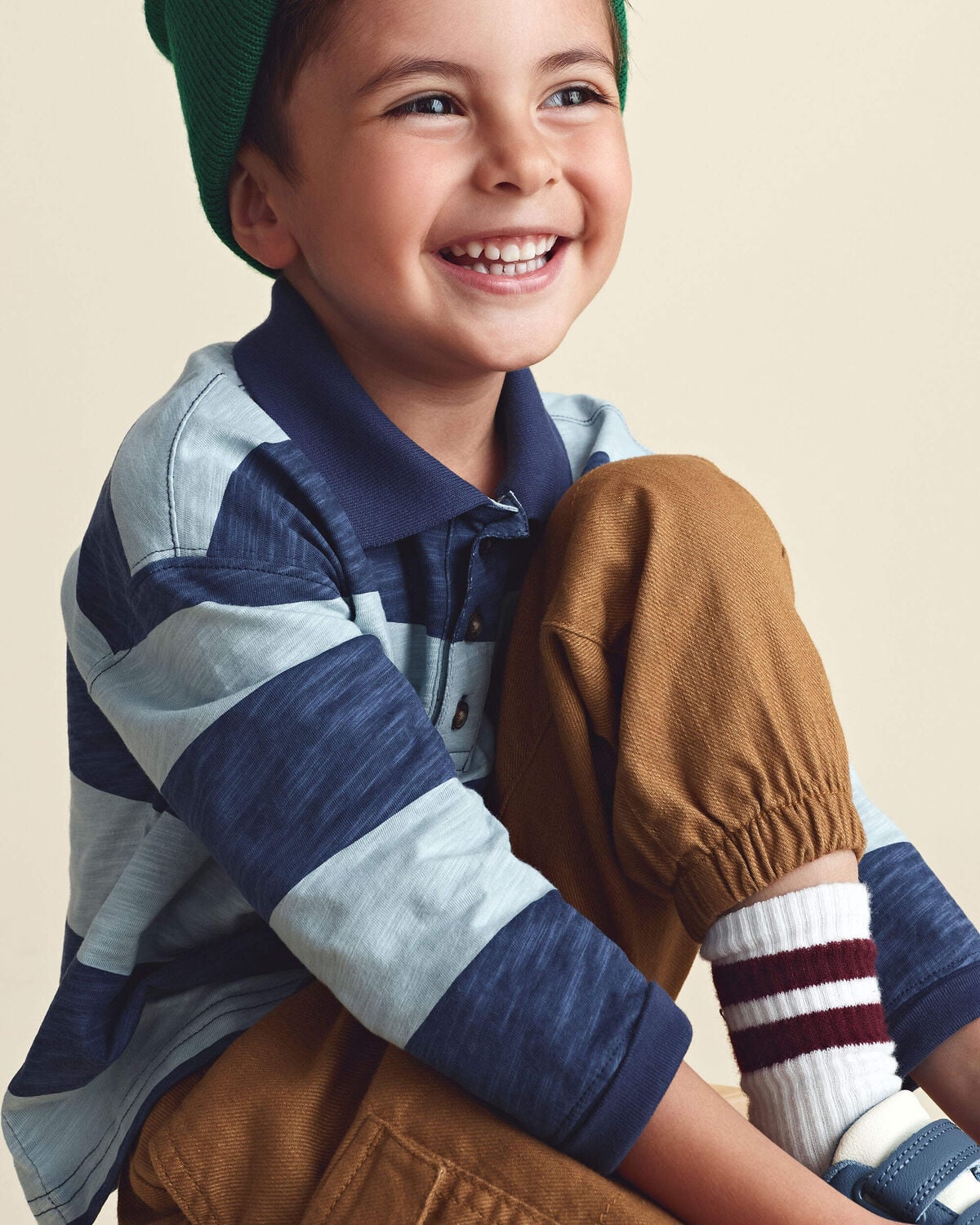Toddler Boy Striped Long-Sleeve Henley T-Shirt - Navy Blue - Image 4