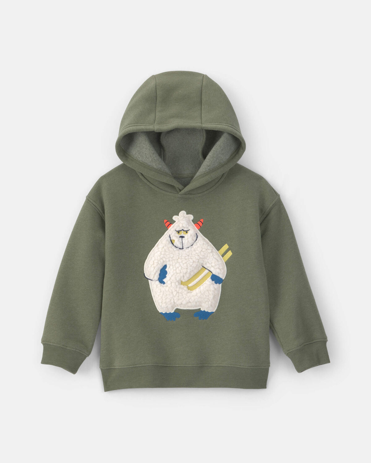 Toddler Boy Yeti Fleece Hoodie - Olive Green