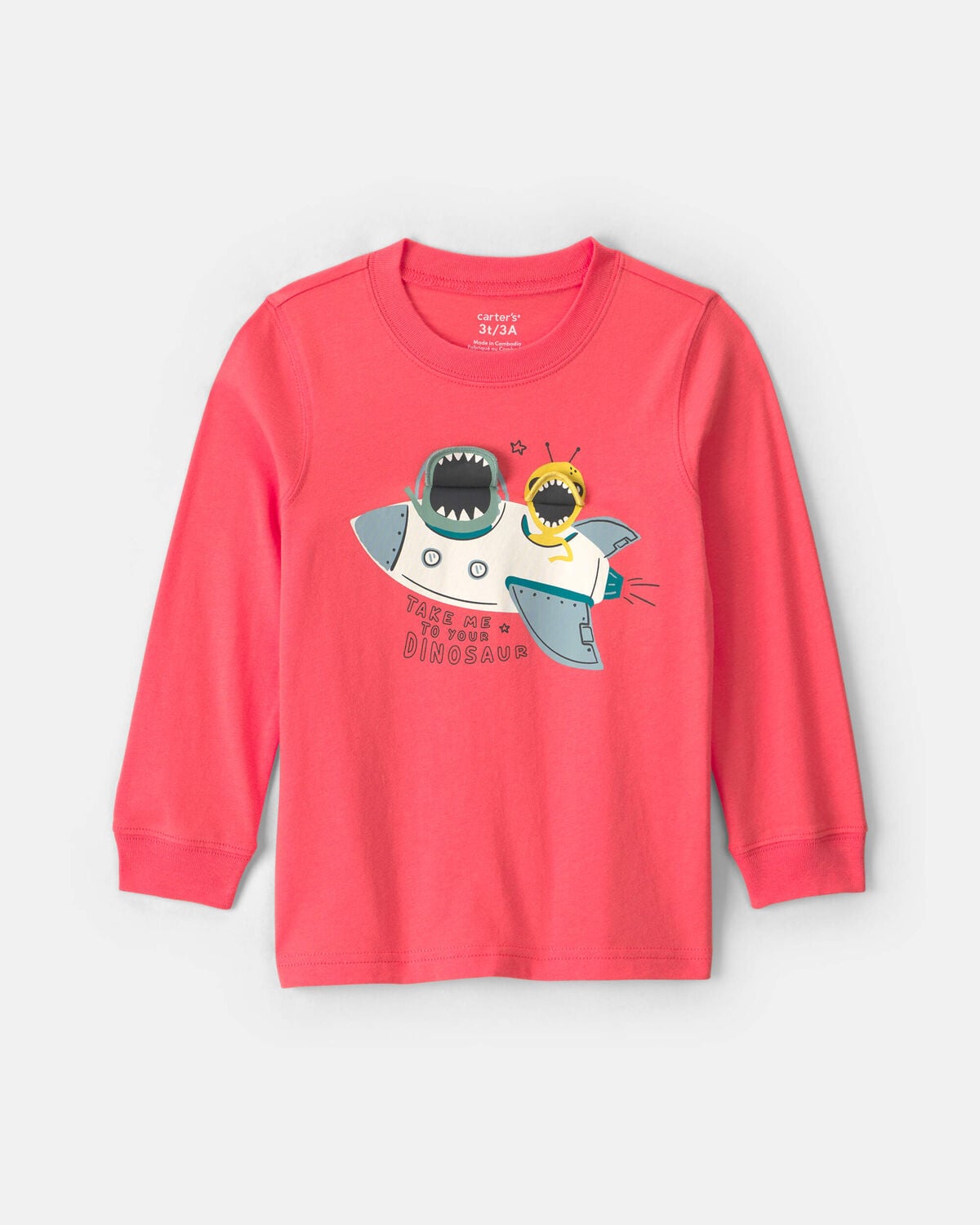 Toddler Boy Space Dino Long-Sleeve Graphic Tee - Orange - Image 2