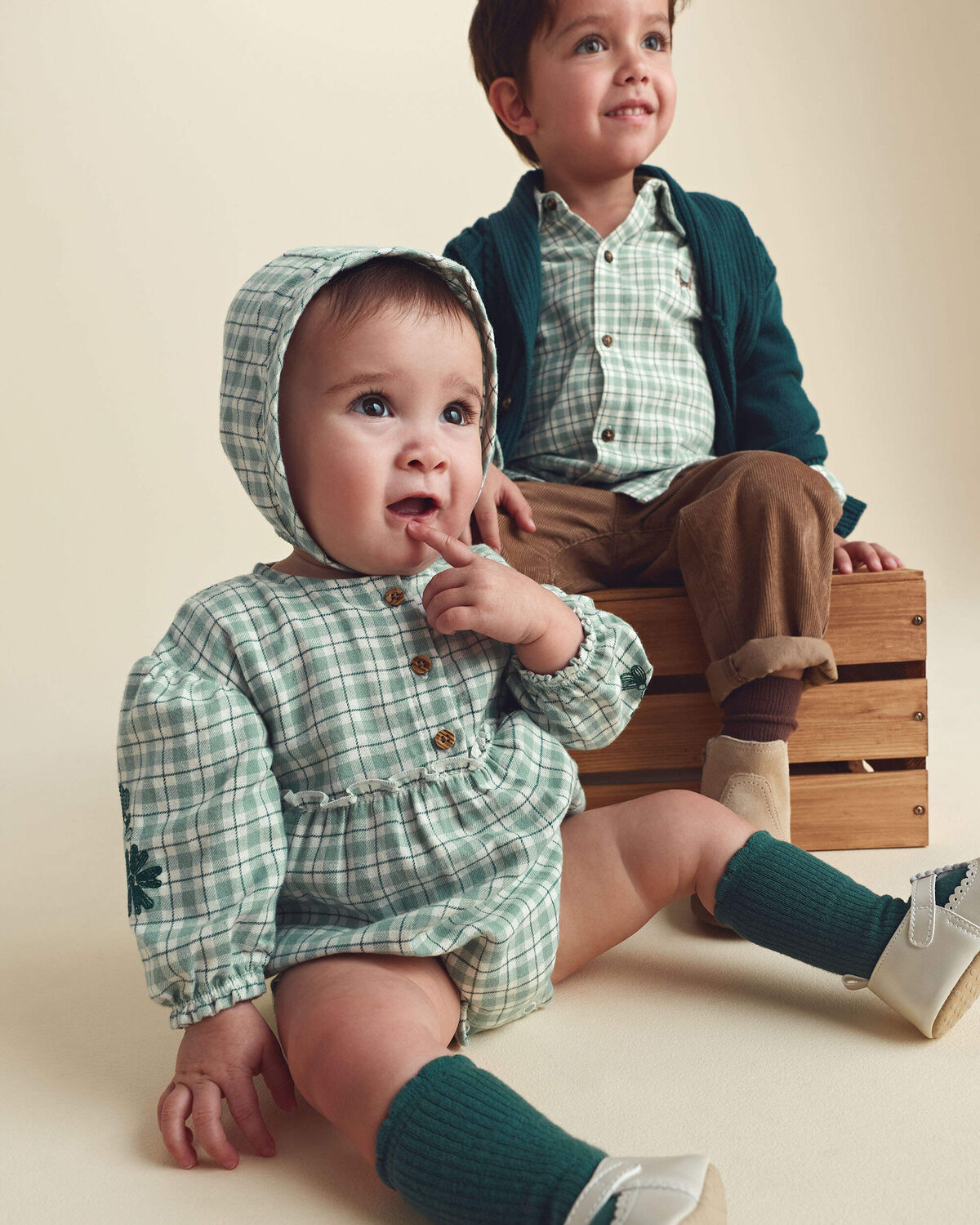 Toddler Boy Plaid Flannel Button-Down Shirt - Green/White - Image 4
