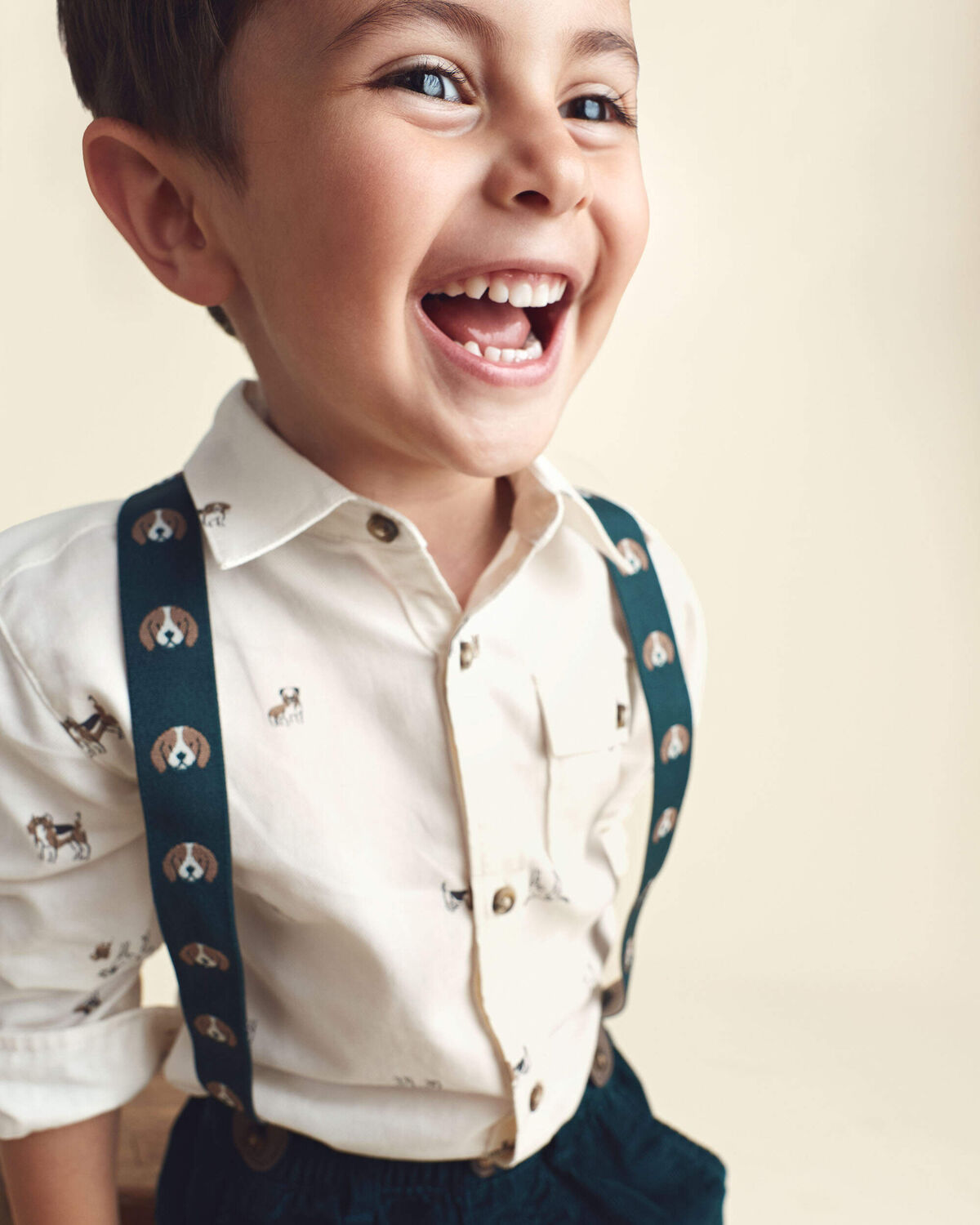 Toddler Boy Dog Long-Sleeve Button-Down Shirt - Cream - Image 2