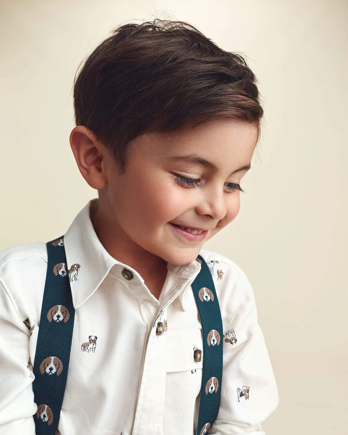 Toddler Boy Dog Long-Sleeve Button-Down Shirt - Cream - Image 3