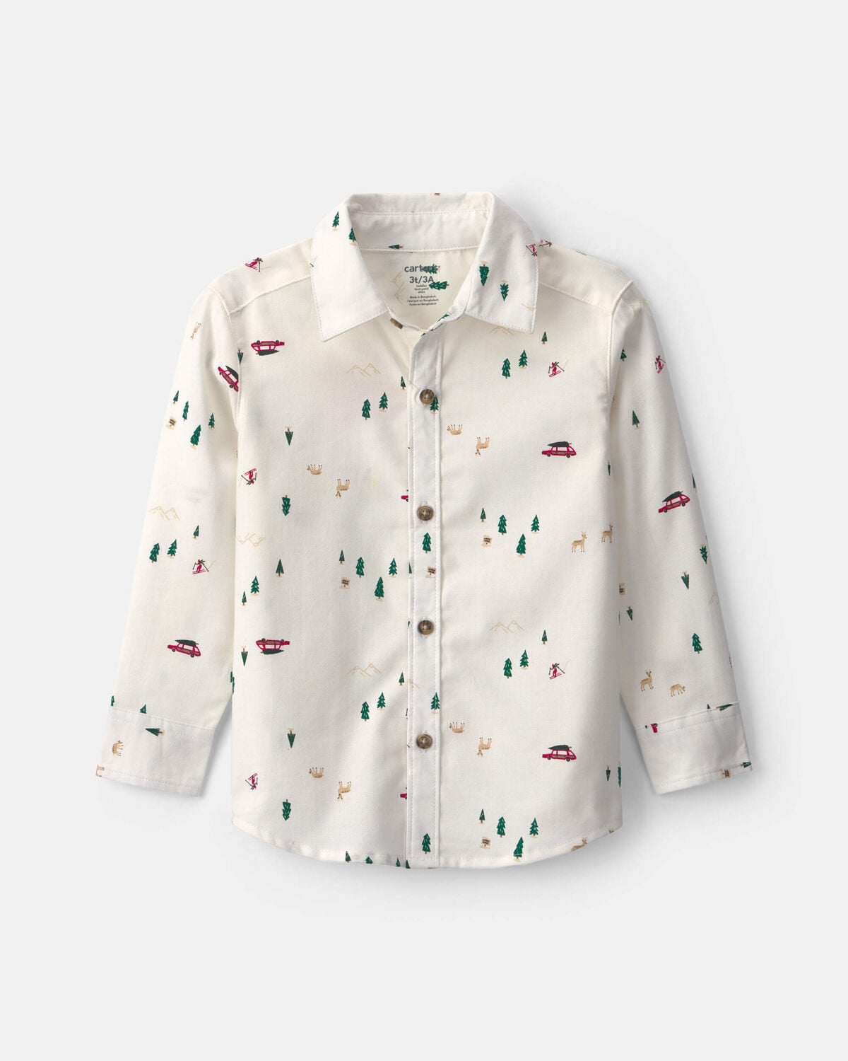 Toddler Boy Winter Long-Sleeve Button-Down Shirt - Cream