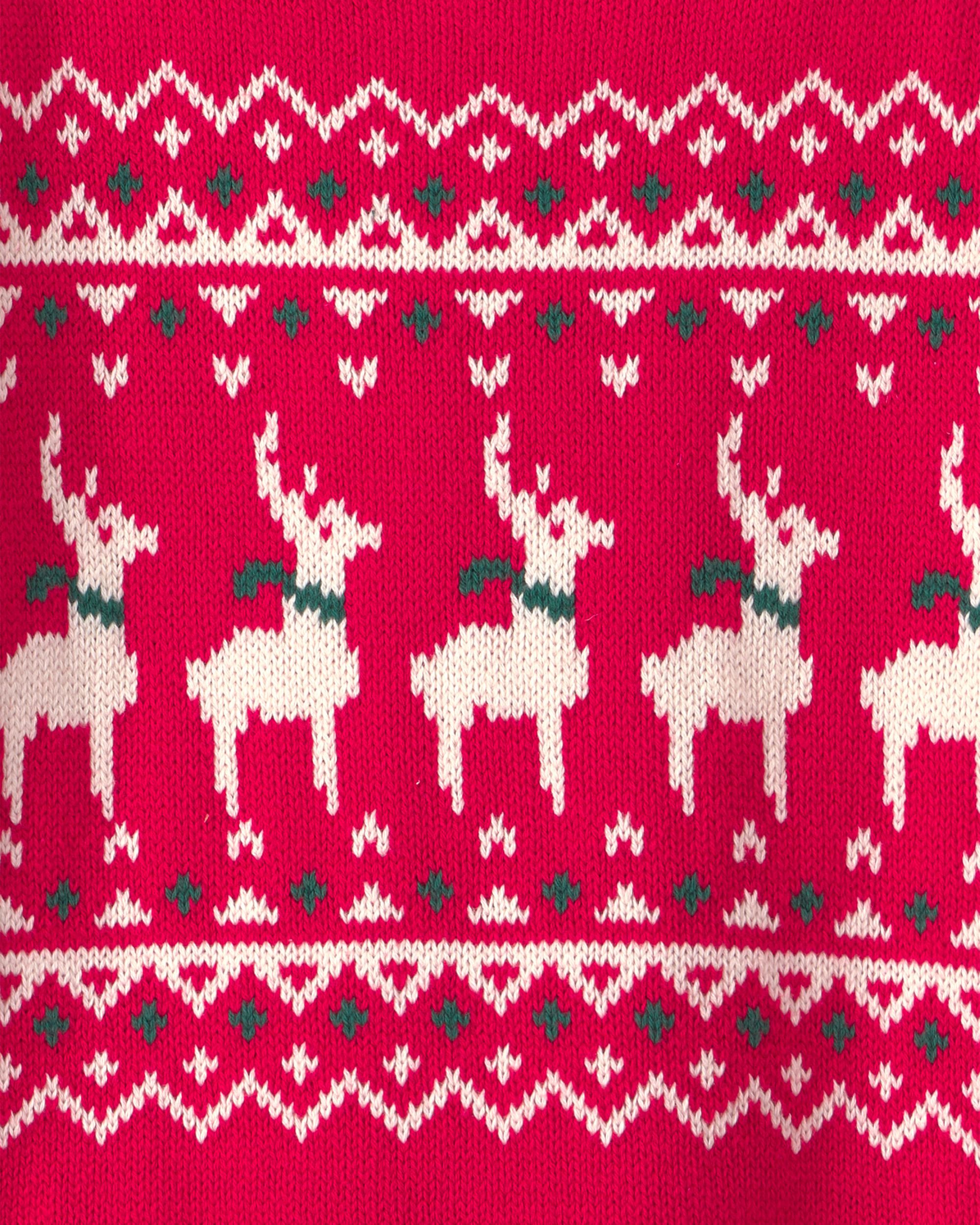 Toddler Boy Reindeer Fair Isle Sweater - Red - Image 3