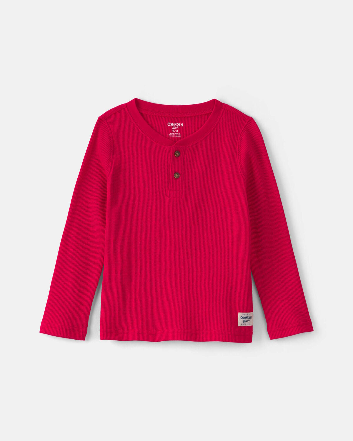 Toddler Boy Thermal Long-Sleeve Henley T-Shirt - Red