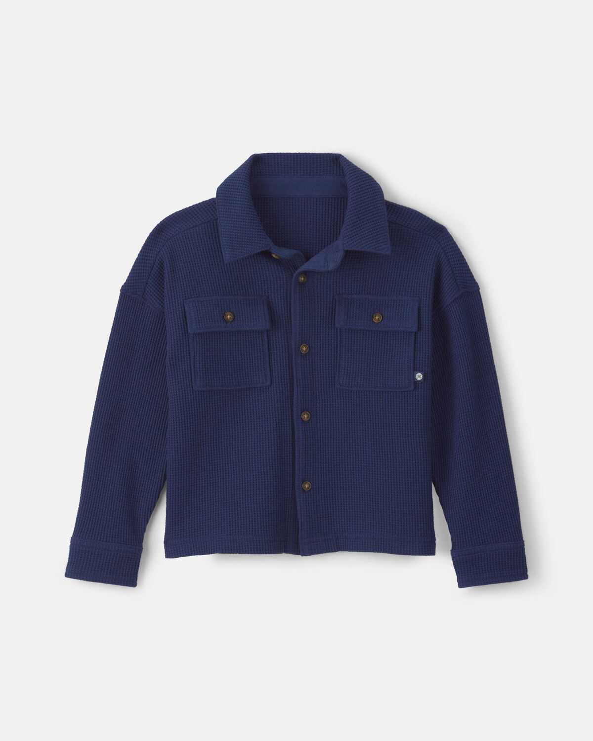 Toddler Boy Thermal Long-Sleeve Button-Down Shirt - Navy Blue