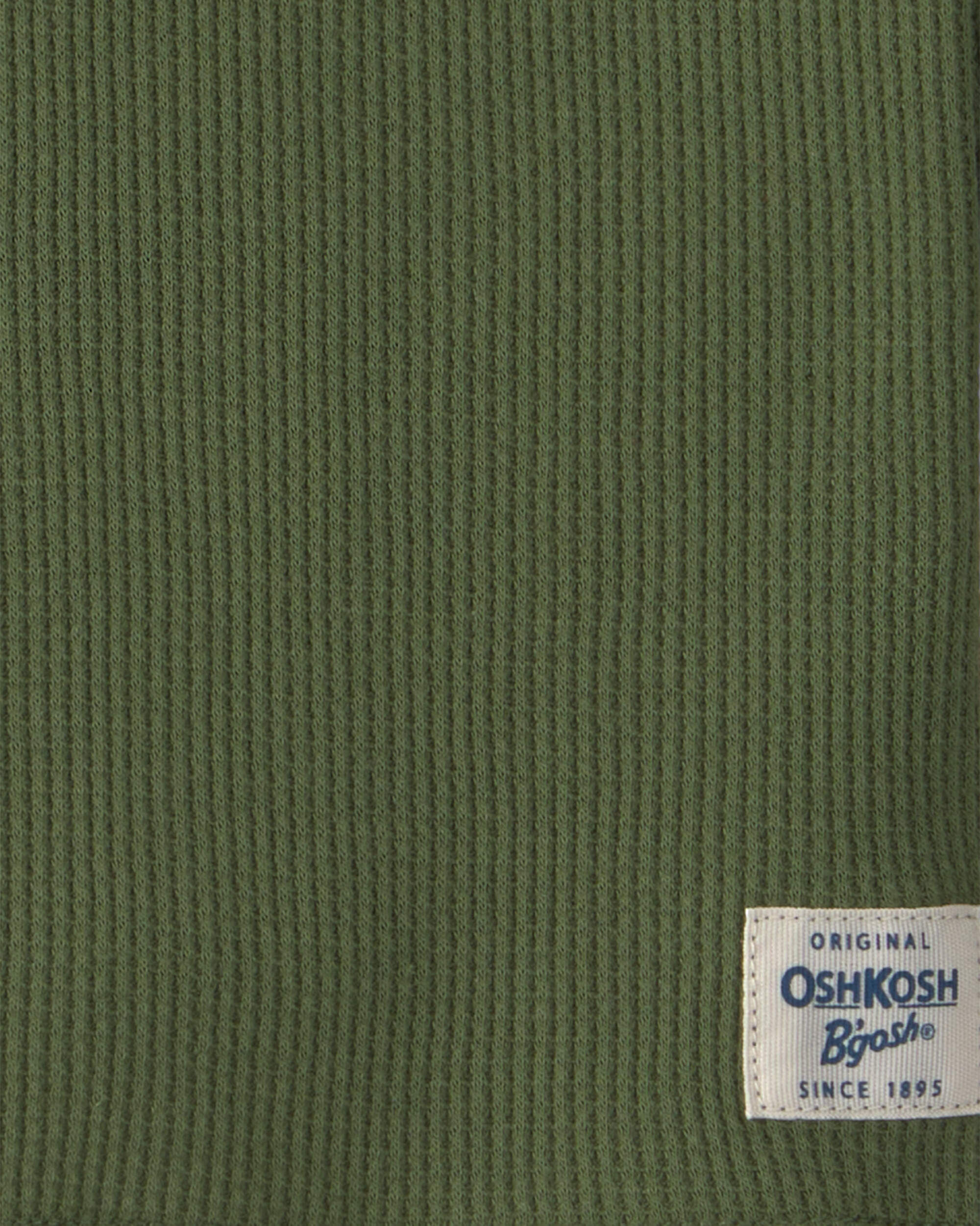 Toddler Boy Thermal Long-Sleeve Henley T-Shirt - Olive Green - Image 3