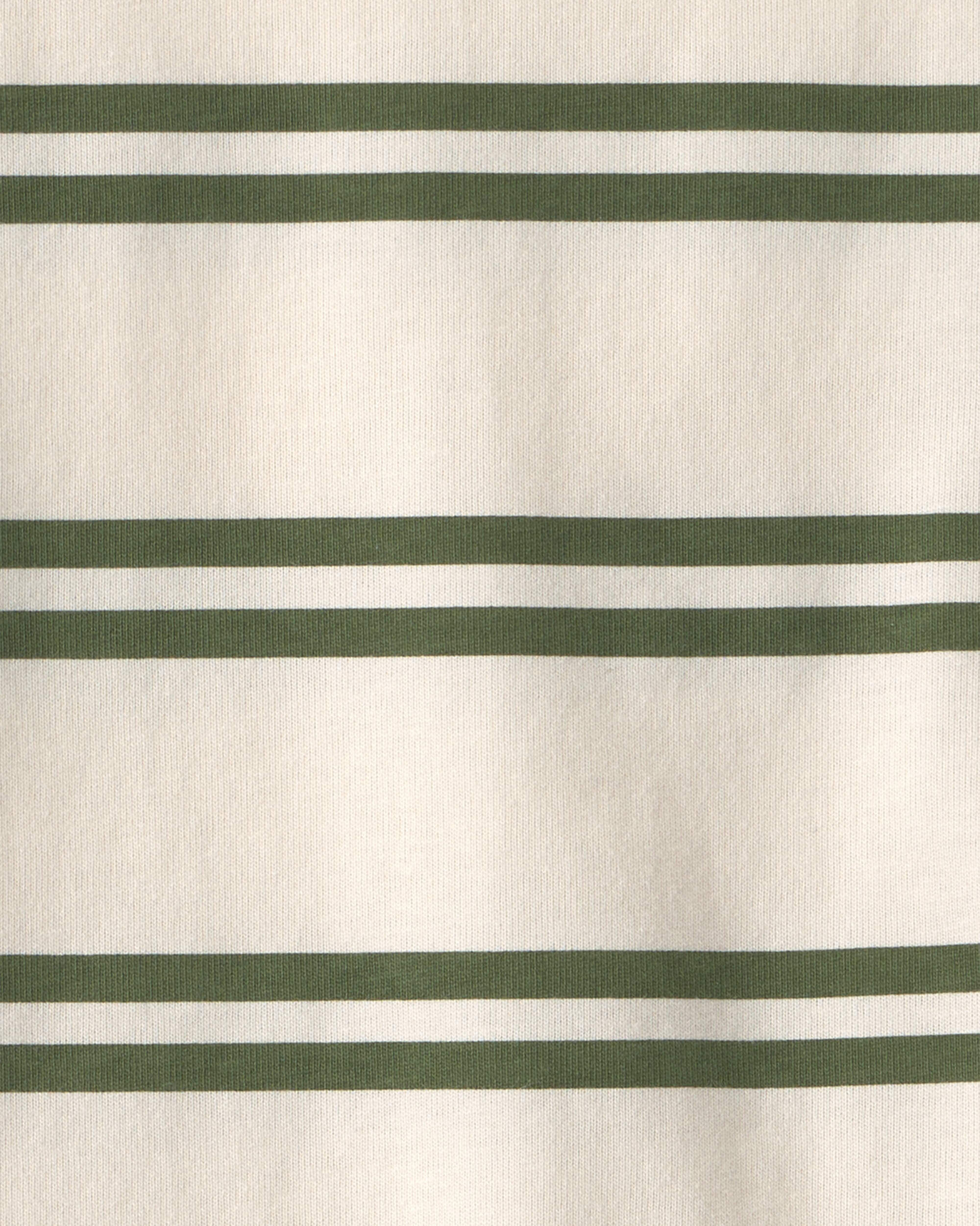 Toddler Boy Striped T-Shirt - Cream/Olive Green - Image 3