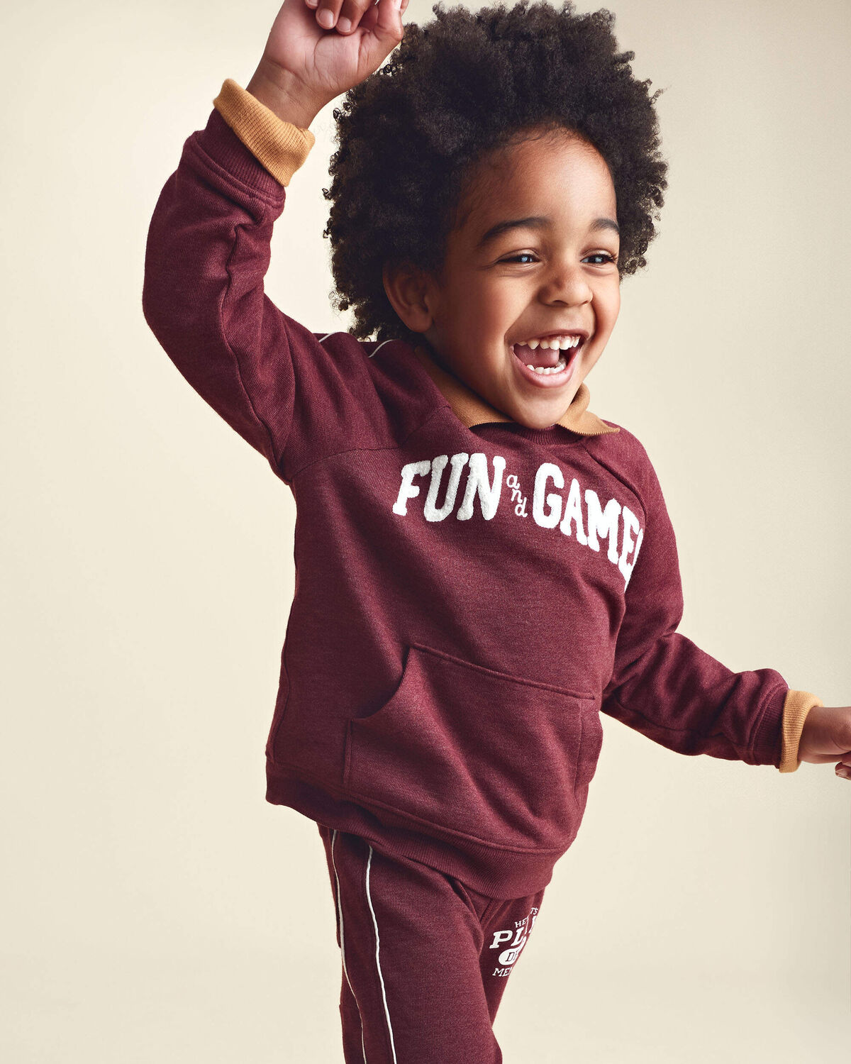 Toddler Boy 'Fun & Games' Pullover Sweatshirt - Burgundy - Image 2