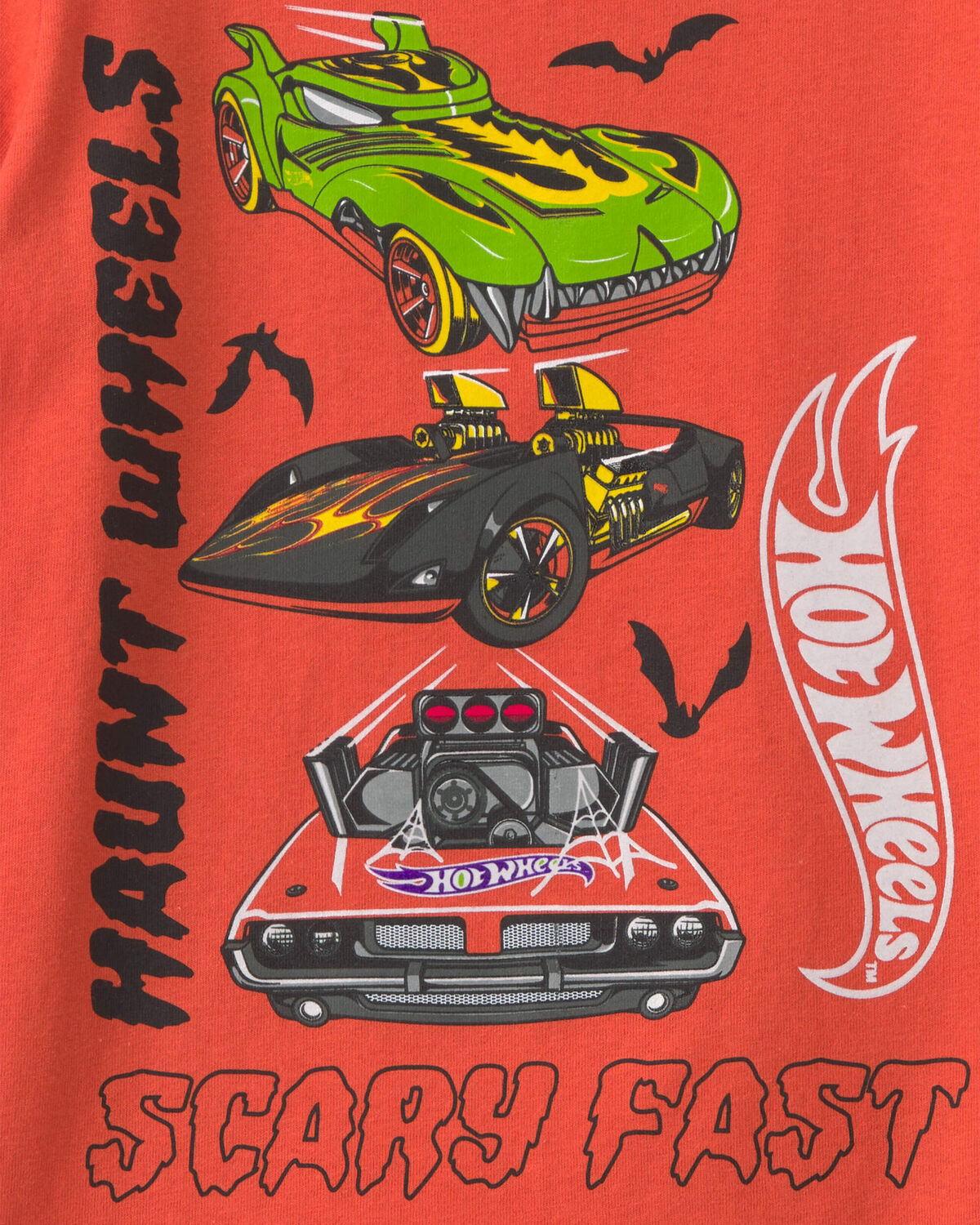 Toddler Boy 'Haunt Wheels' Car Halloween Graphic Tee - Orange - Image 2