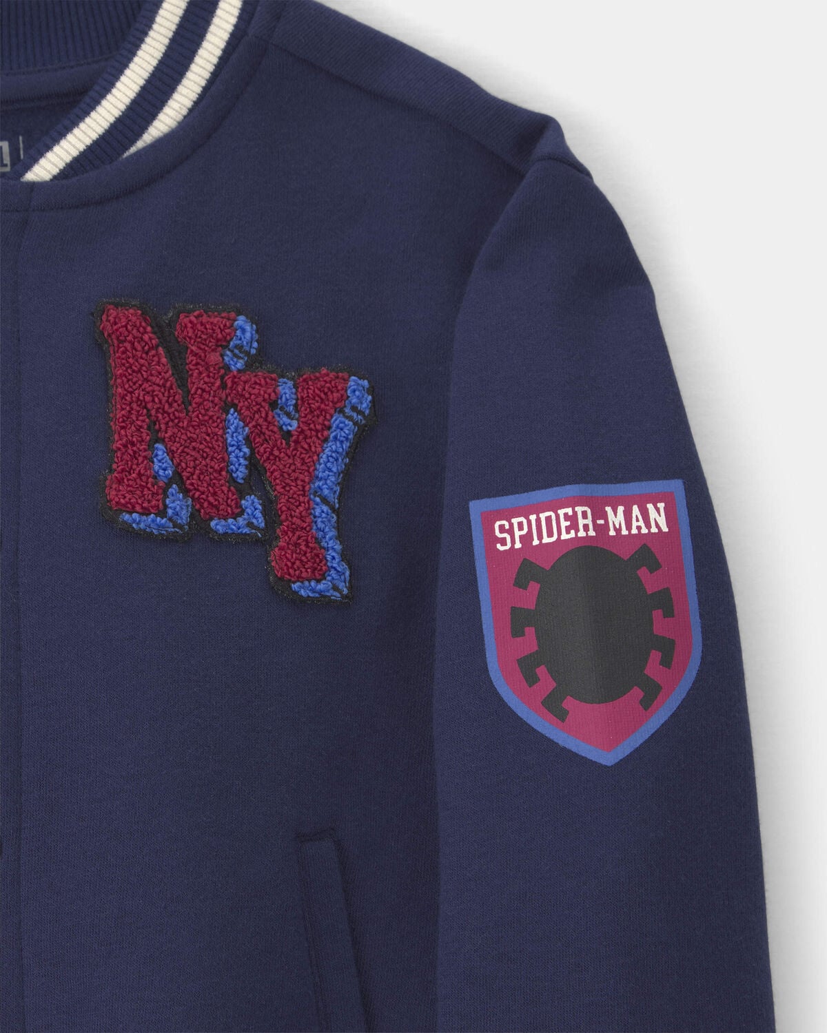 Toddler Boy ©Marvel Spider-Man Fleece Varsity Jacket - Blue - Image 3