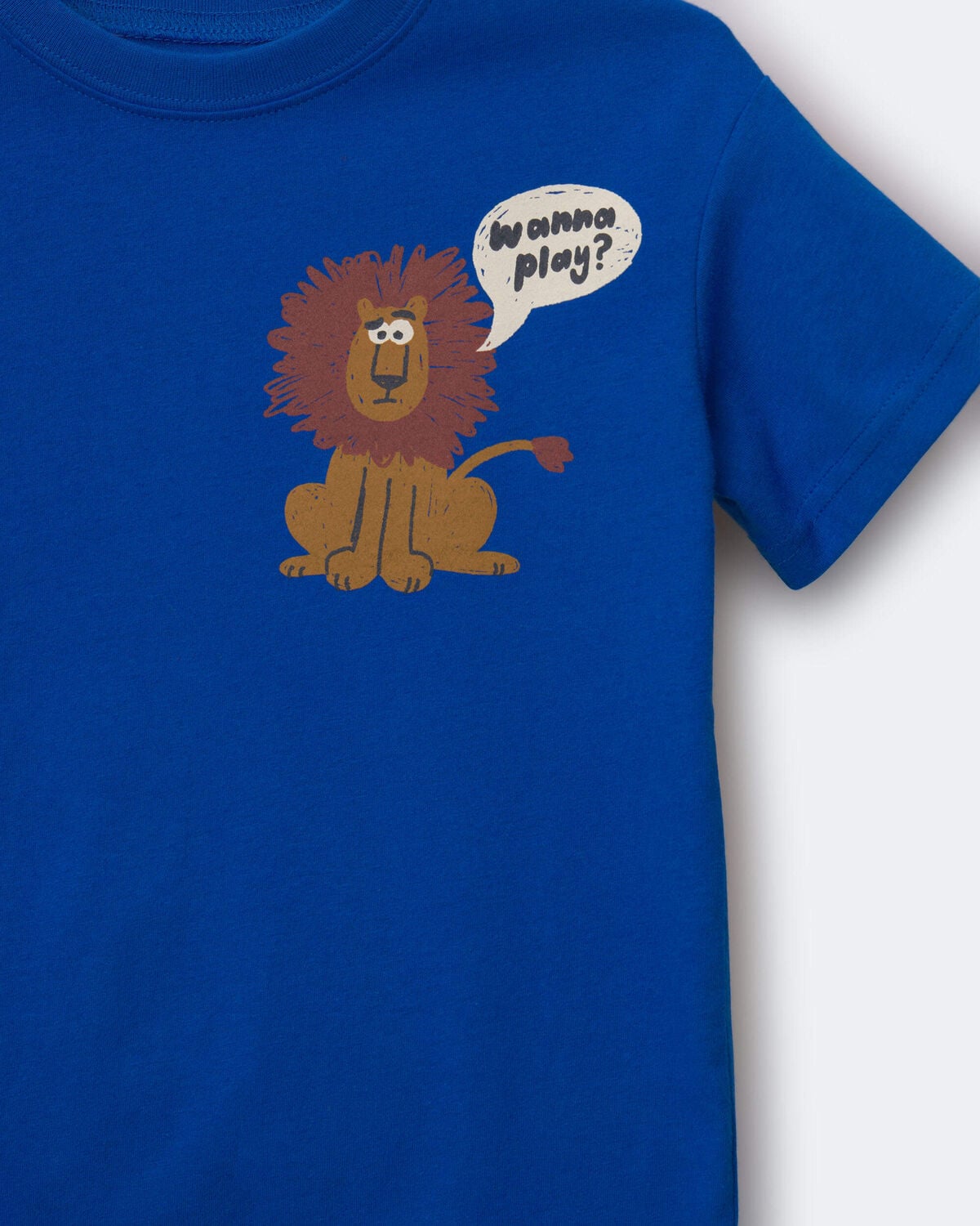 Toddler 'Wanna Play?' Lion Relaxed Graphic Tee - Royal Blue - Image 2