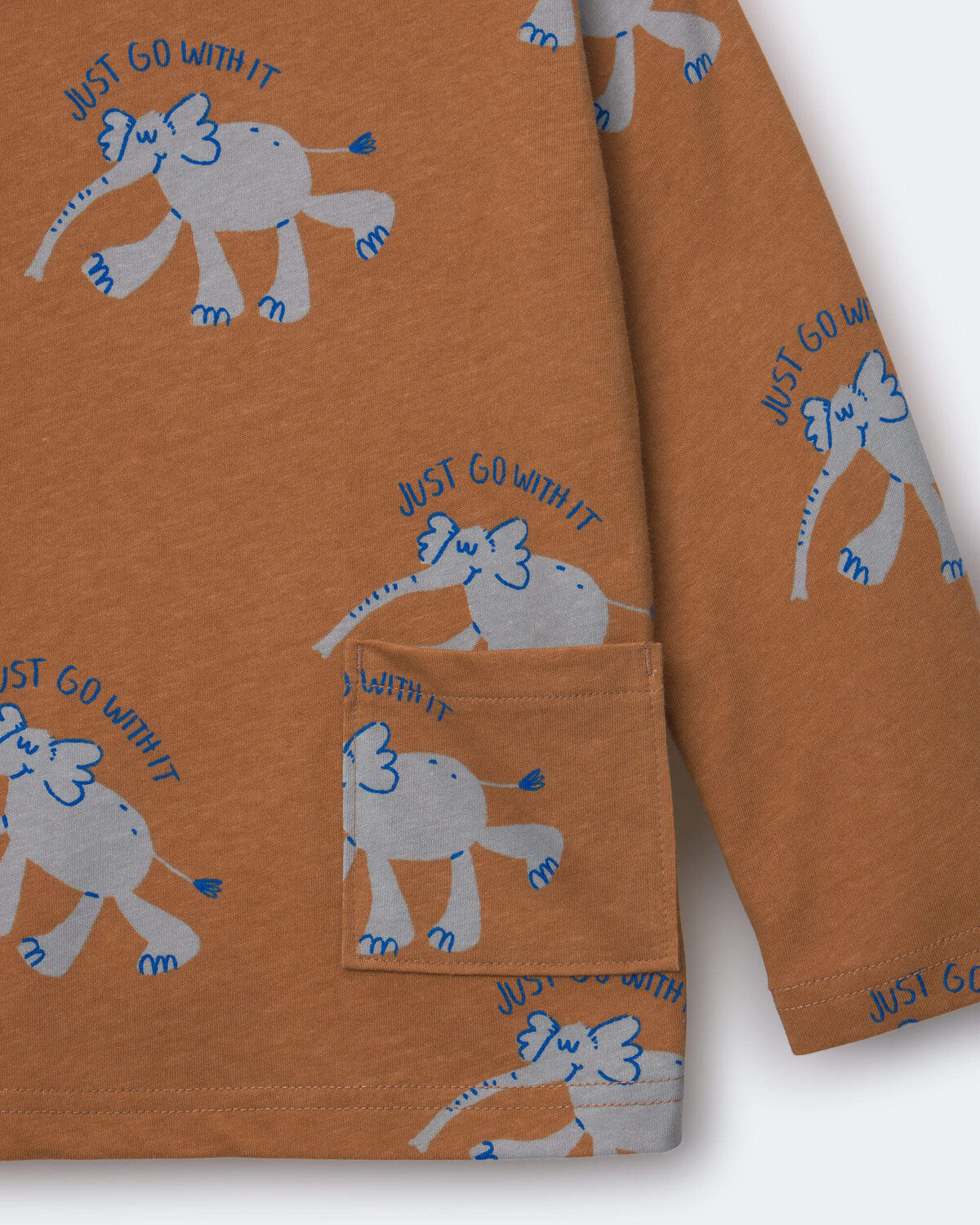 Toddler Long-Sleeve Relaxed Graphic Tee in Elephant Print - Brown - Image 2