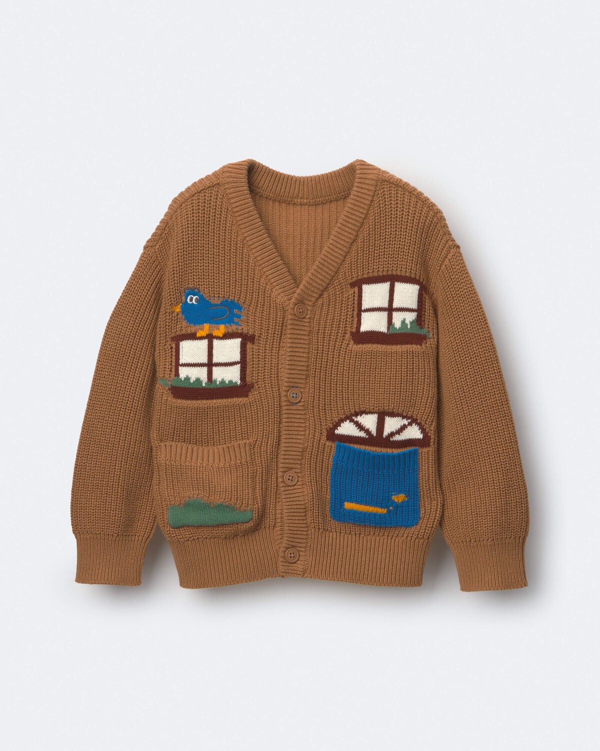 Toddler Cardigan with Avenue Pockets in House Print - Brown - Image 2