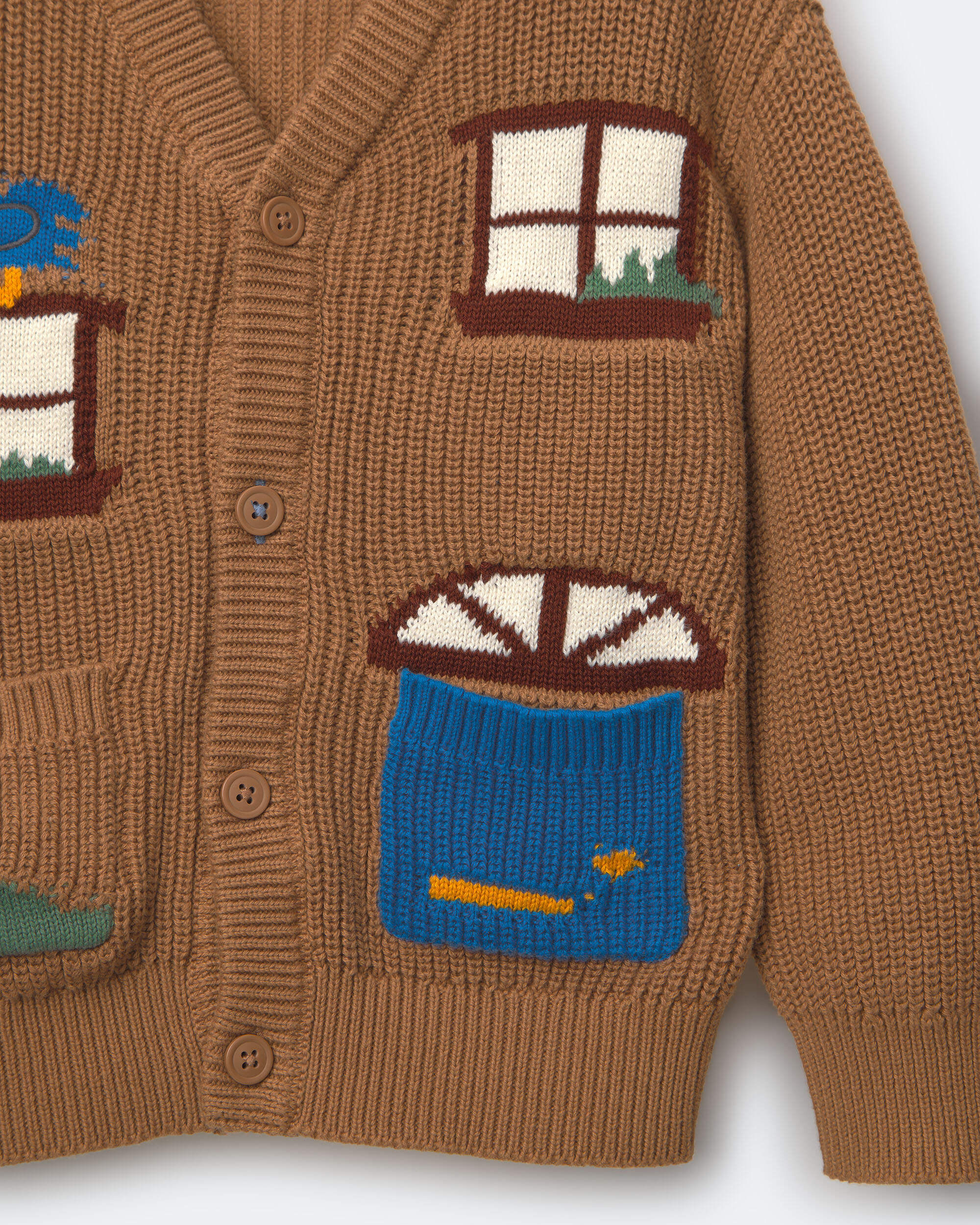 Toddler Cardigan with Avenue Pockets in Abstract Print - Teal - Image 6