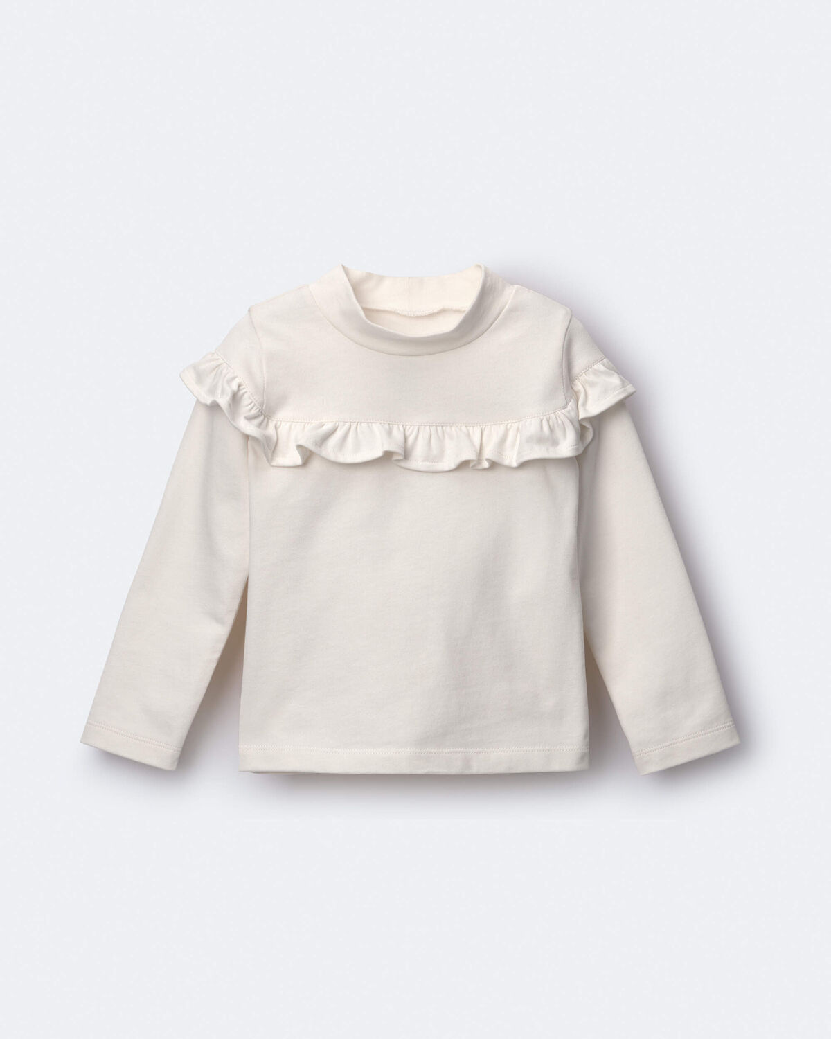 Toddler Girl Mock Neck Ruffle Top - Cream
