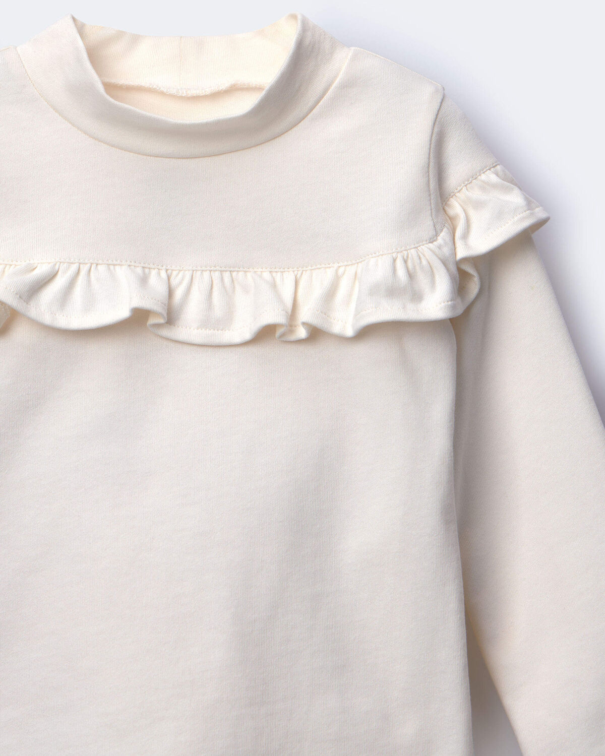 Toddler Girl Mock Neck Ruffle Top - Cream - Image 2
