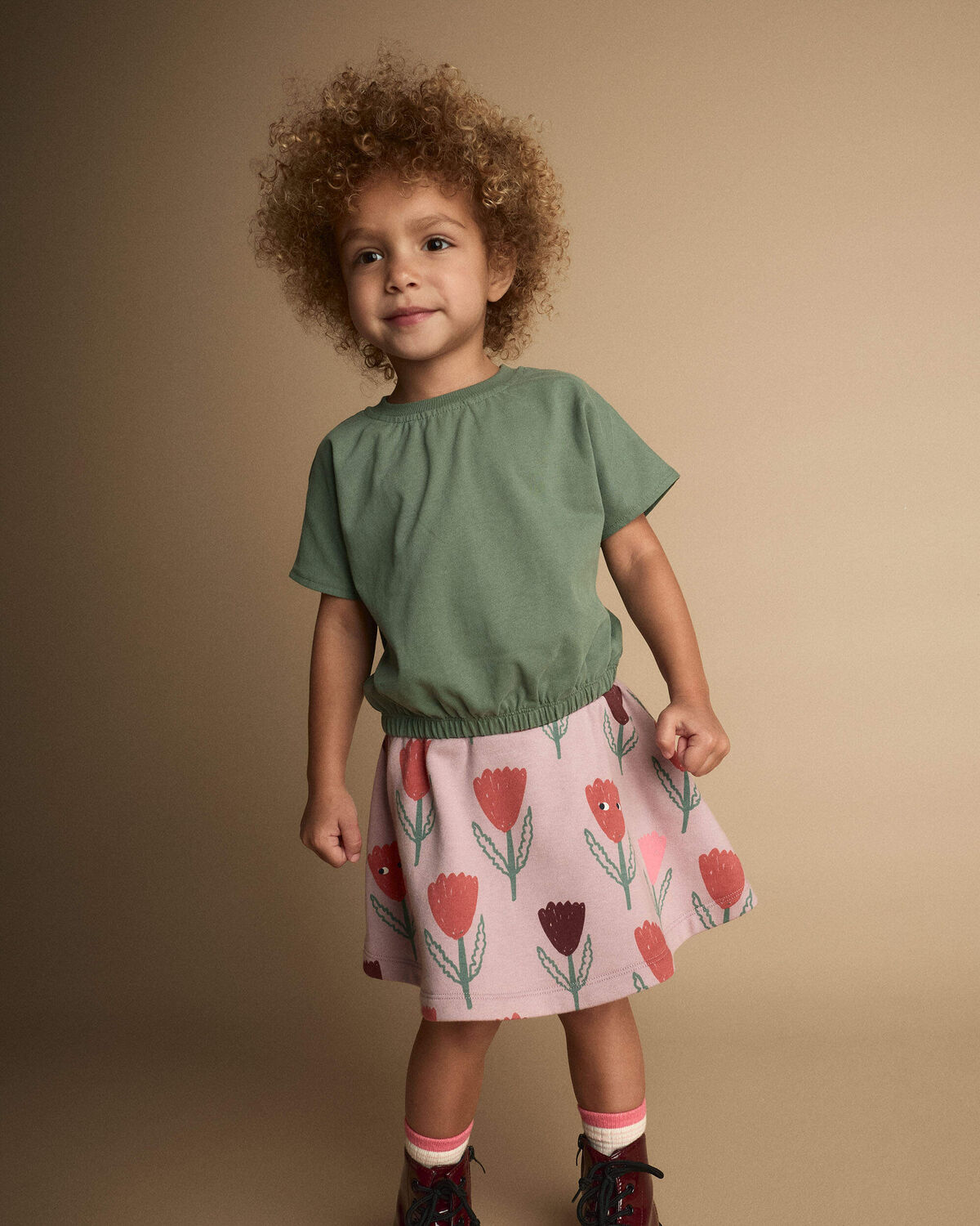 Toddler Girl Skirt in Tulip Print - Mauve - Image 3