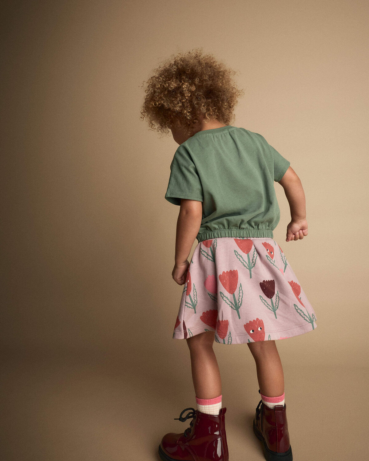 Toddler Girl Skirt in Tulip Print - Mauve - Image 4