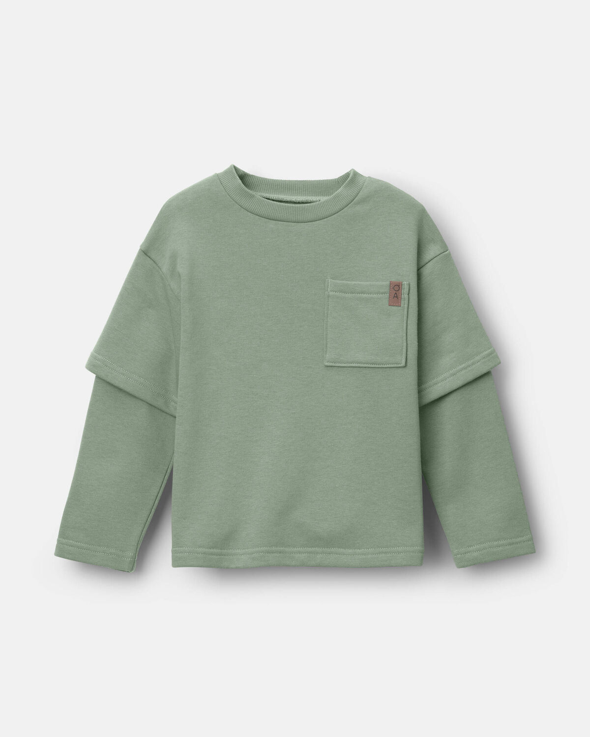 Toddler Long-Sleeve Layered Top - Olive - Image 2