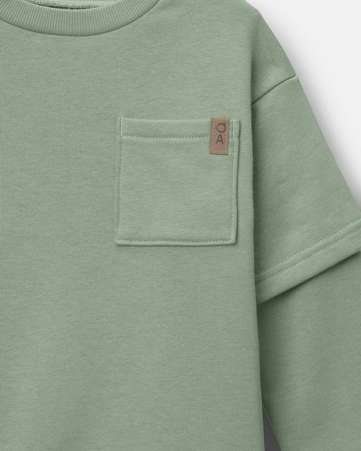Toddler Long-Sleeve Layered Top - Olive - Image 6