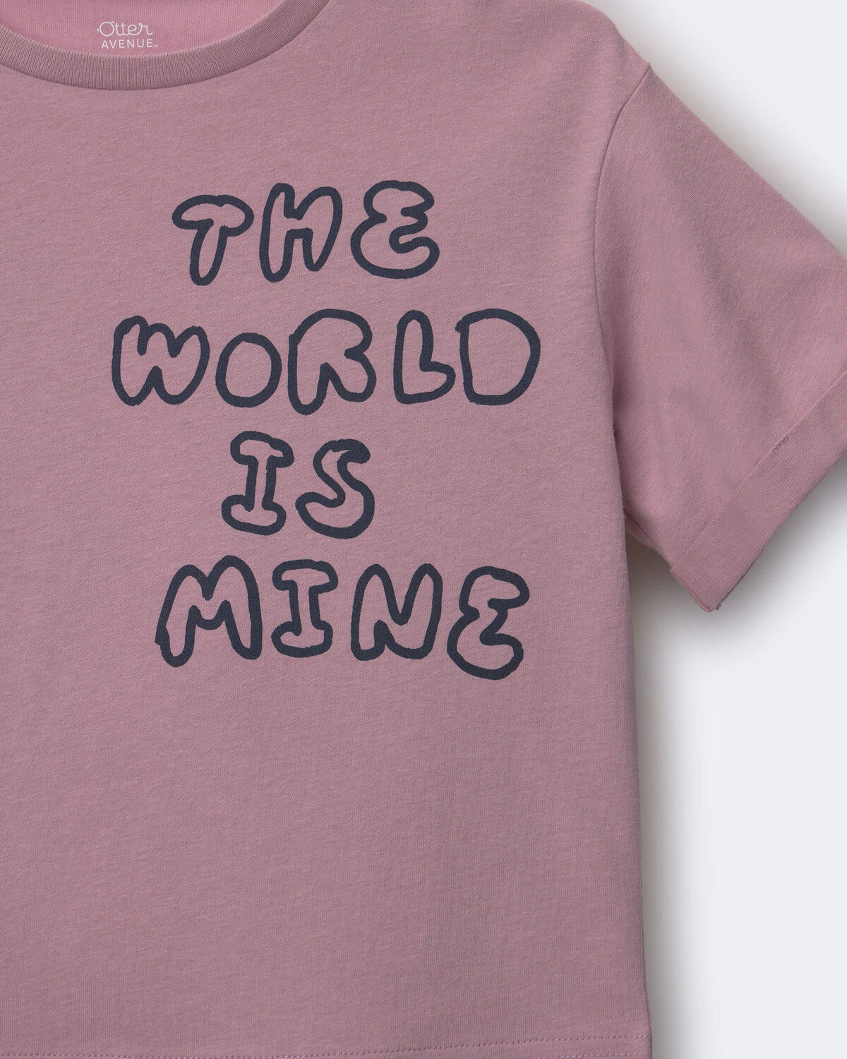 Toddler 'The World Is Mine' Rolled Cuff Tee - Mauve - Image 2