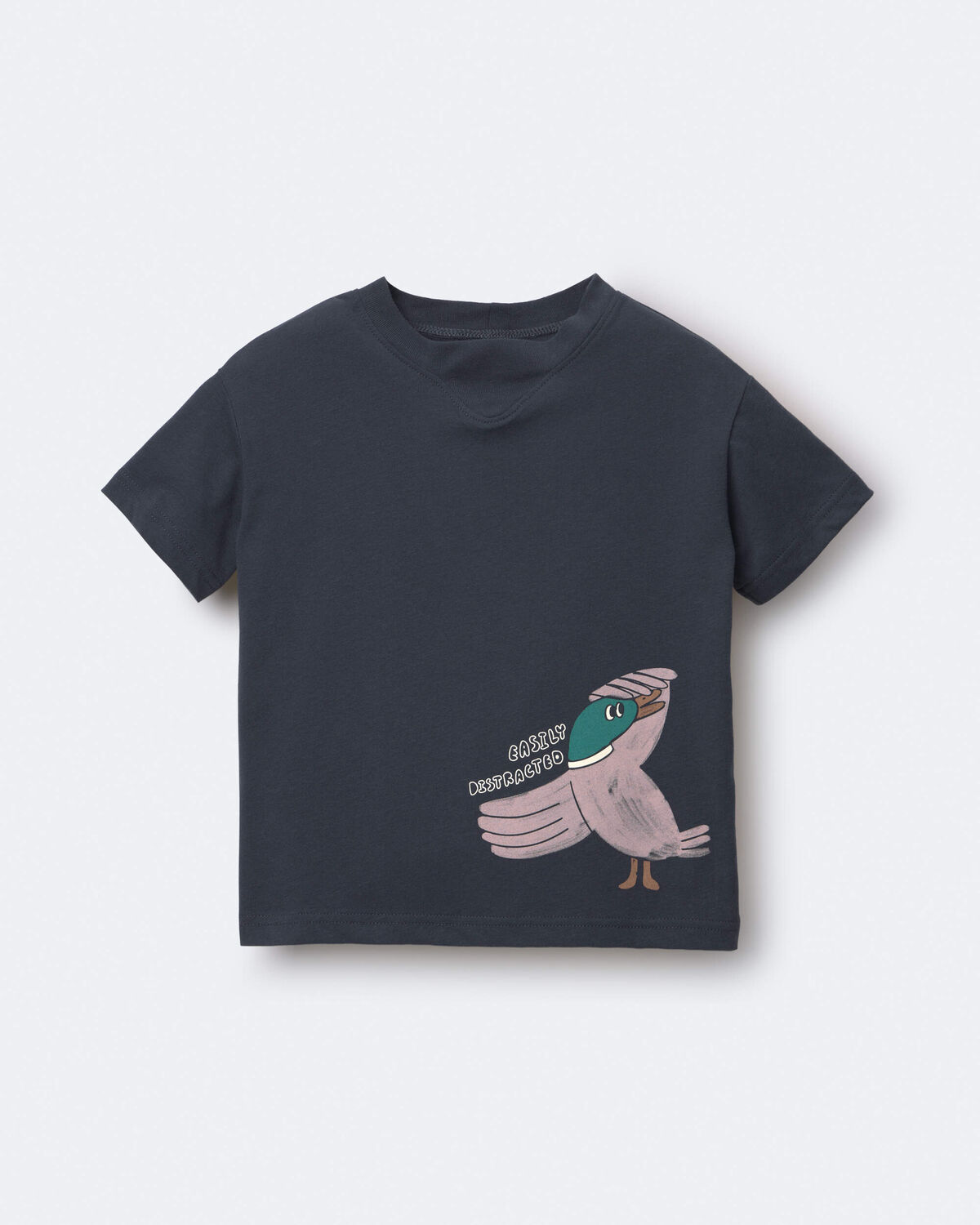 Toddler 'Easily Distracted' Duck Relaxed Graphic Tee - Navy - Image 2