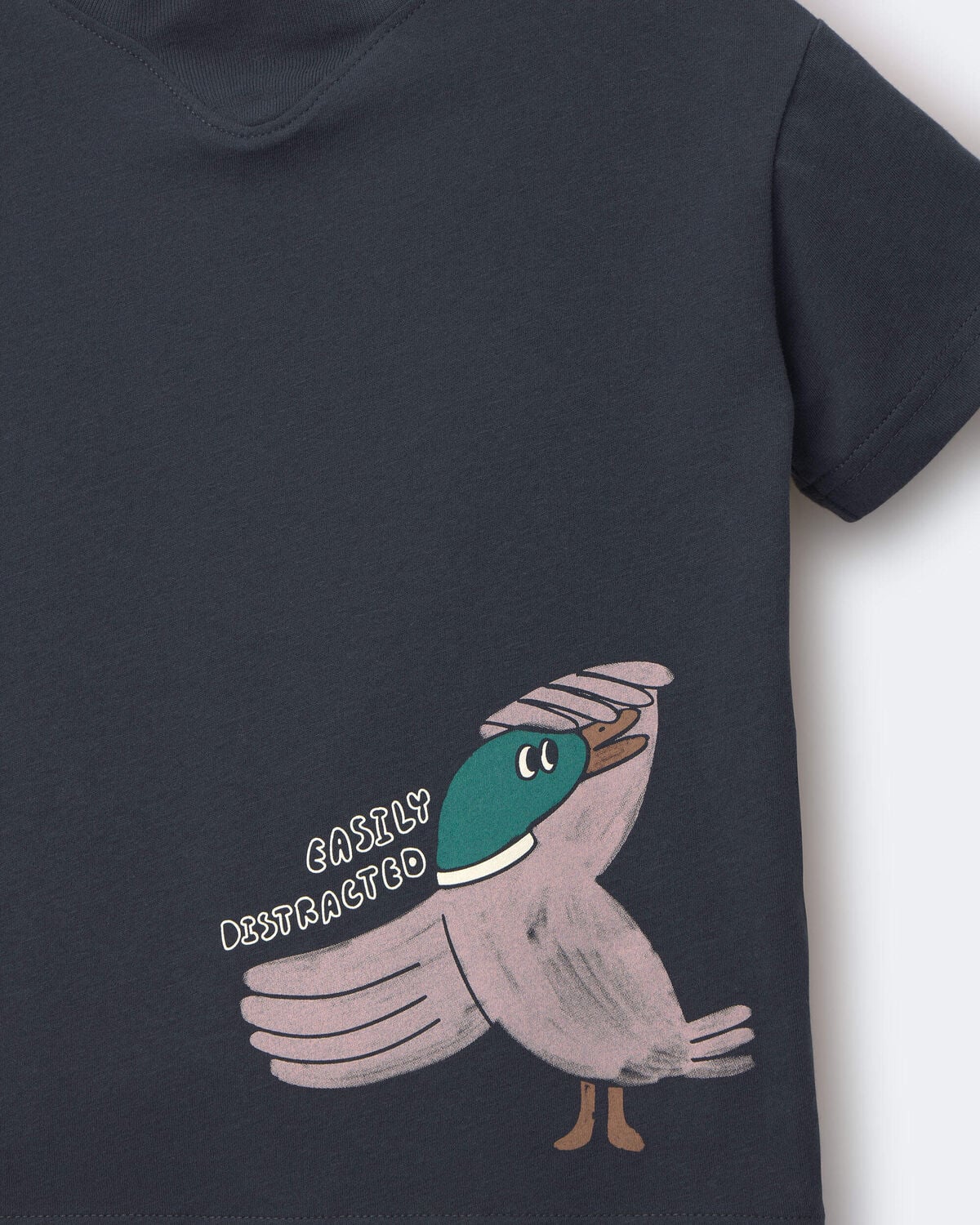 Toddler 'Easily Distracted' Duck Relaxed Graphic Tee - Navy - Image 5