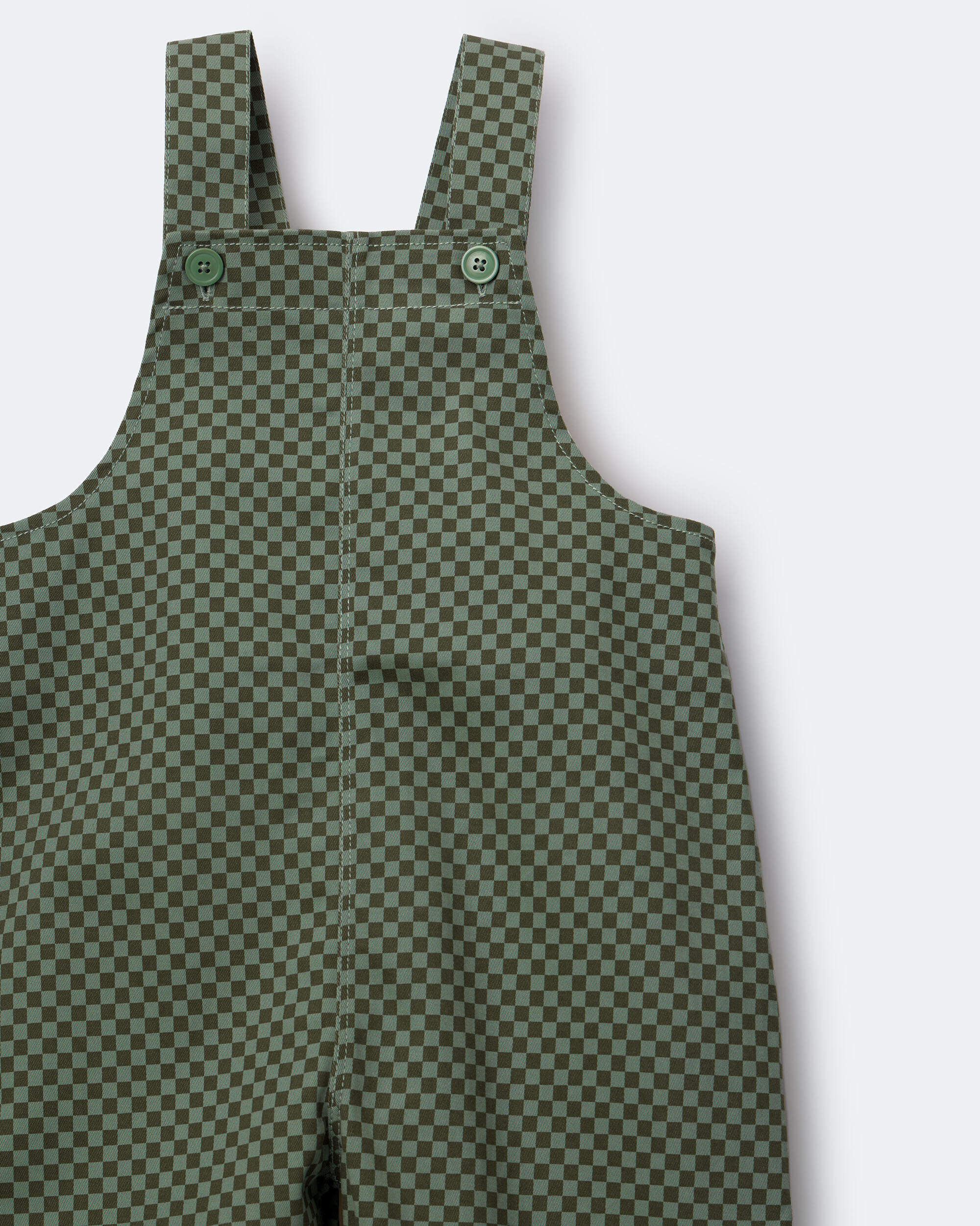 Toddler Checkered Overalls - Olive - Image 3