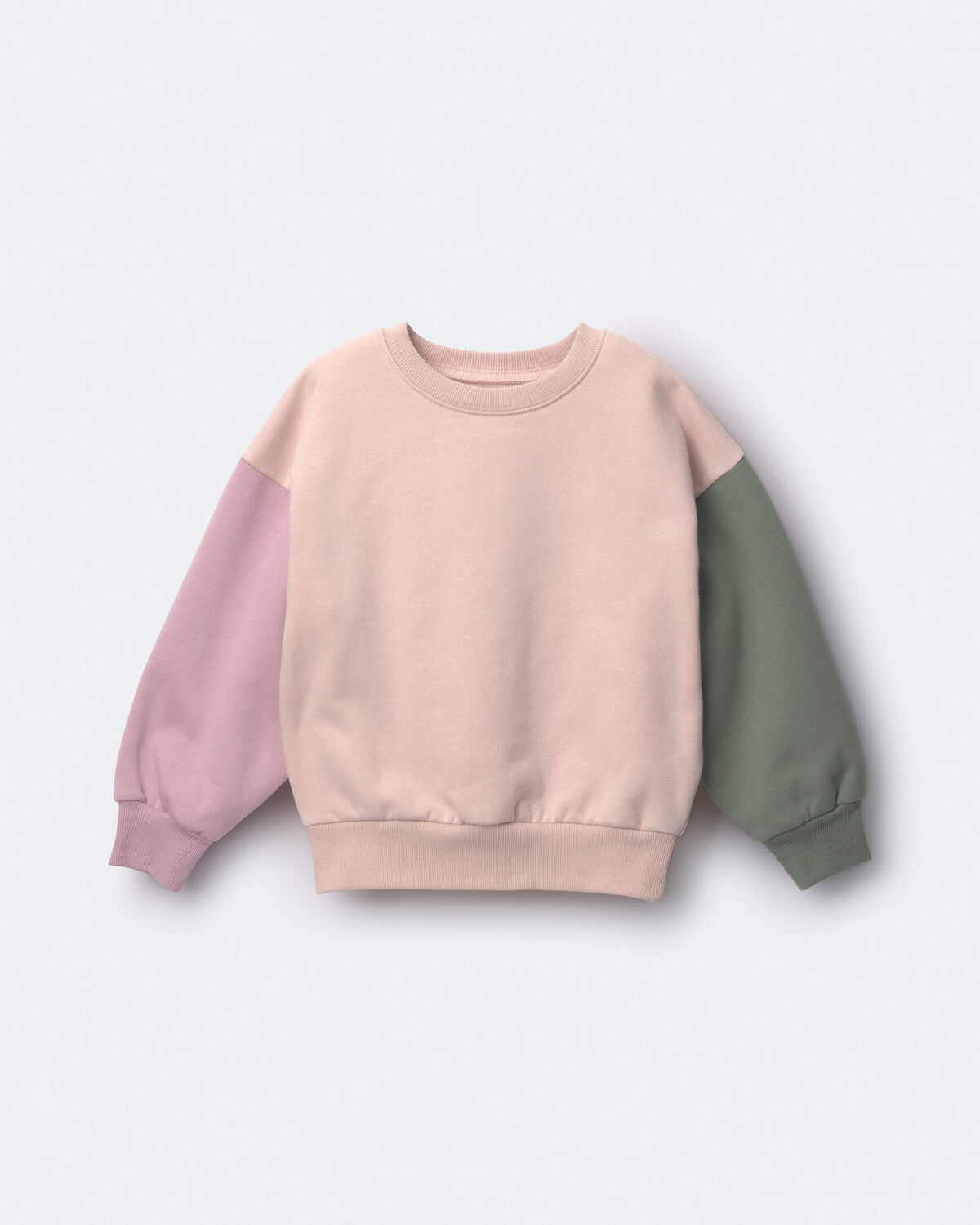Toddler Girl Colorblock Pullover Sweatshirt - Light Pink/Mauve/Olive - Image 2