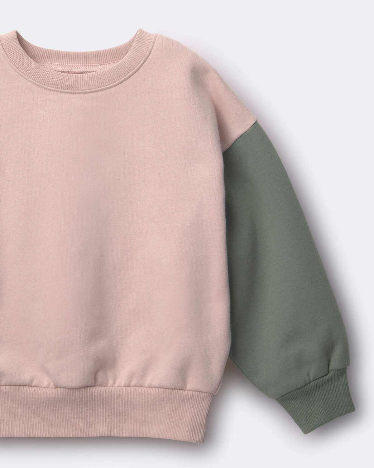 Toddler Girl Colorblock Pullover Sweatshirt - Light Pink/Mauve/Olive - Image 5