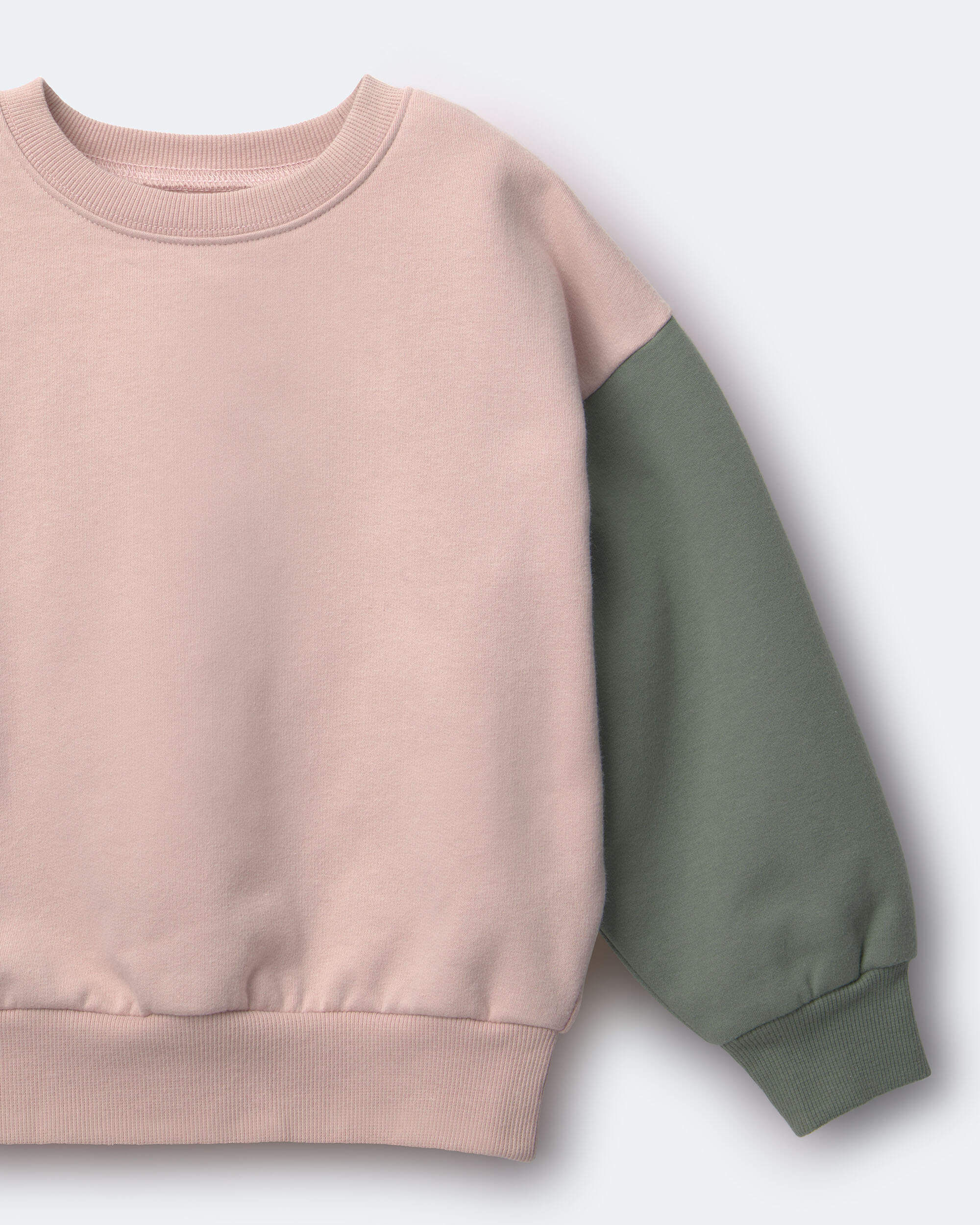 Toddler Girl Colorblock Pullover Sweatshirt - Light Pink/Mauve/Olive - Image 6