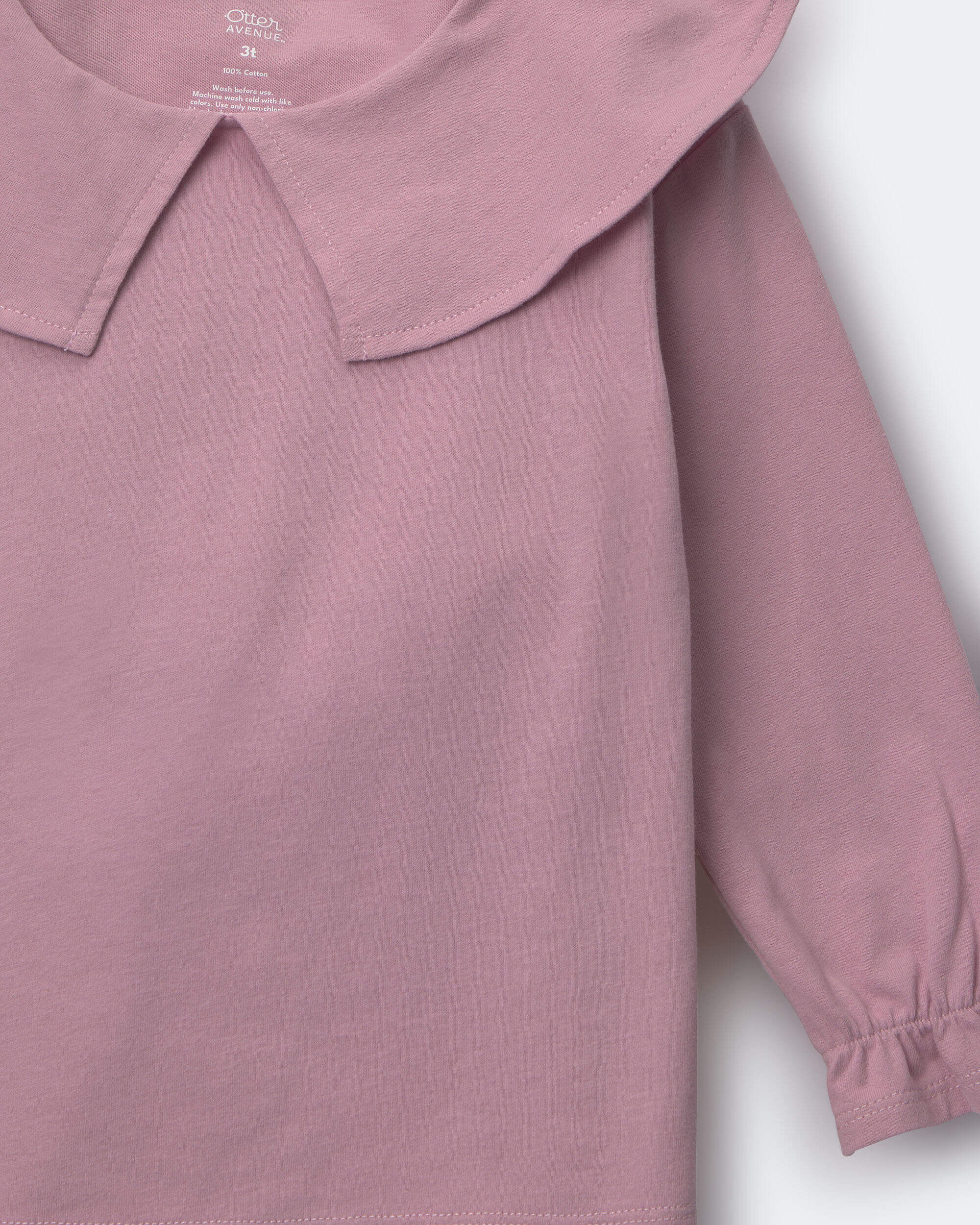 Toddler Girl Peter Pan Collar Top - Mauve - Image 3