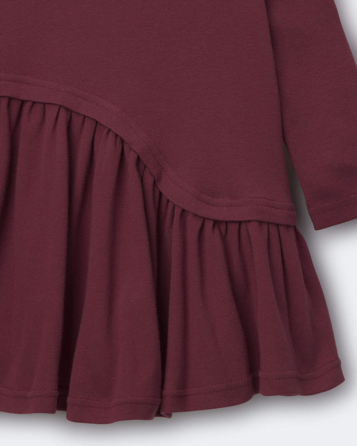 Toddler Girl Ribbed Long-Sleeve Asymmetrical Dress - Burgundy - Image 2