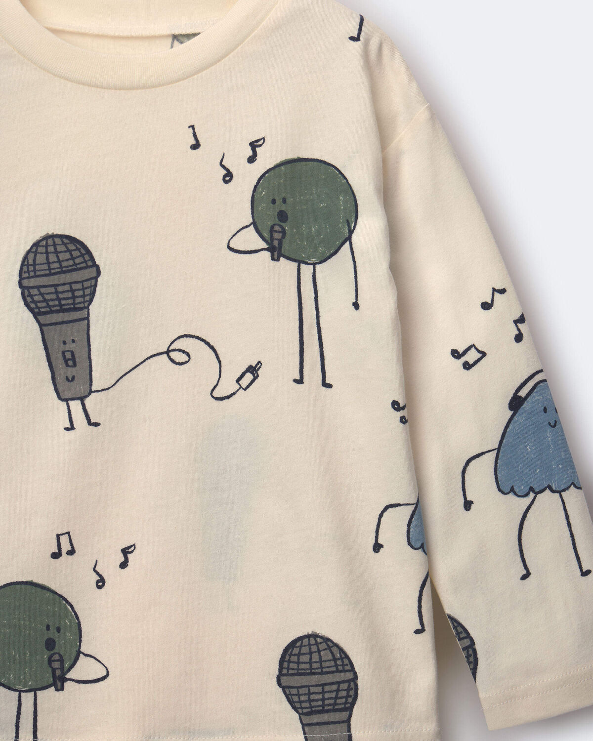 Toddler Long-Sleeve Relaxed Graphic Tee in Music Squish - Cream - Image 2