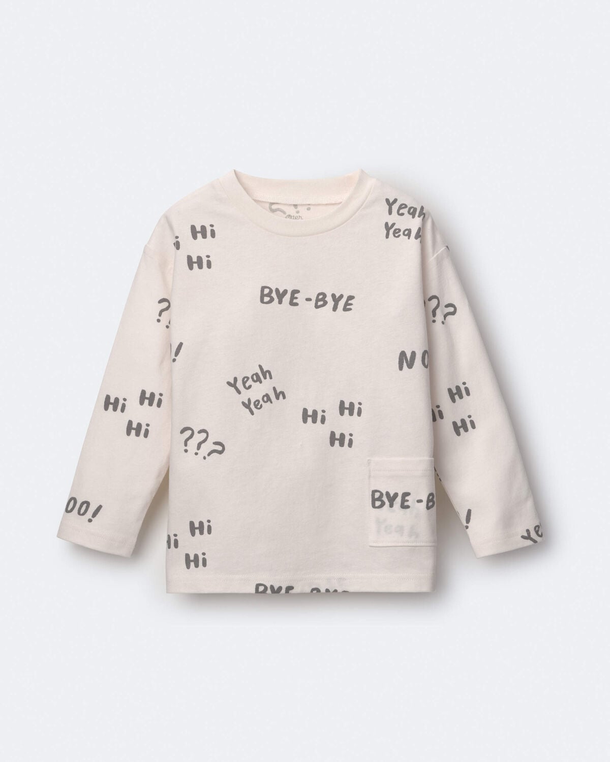 Toddler 'Hi Bye' Long-Sleeve Relaxed Graphic Tee - Cream - Image 2