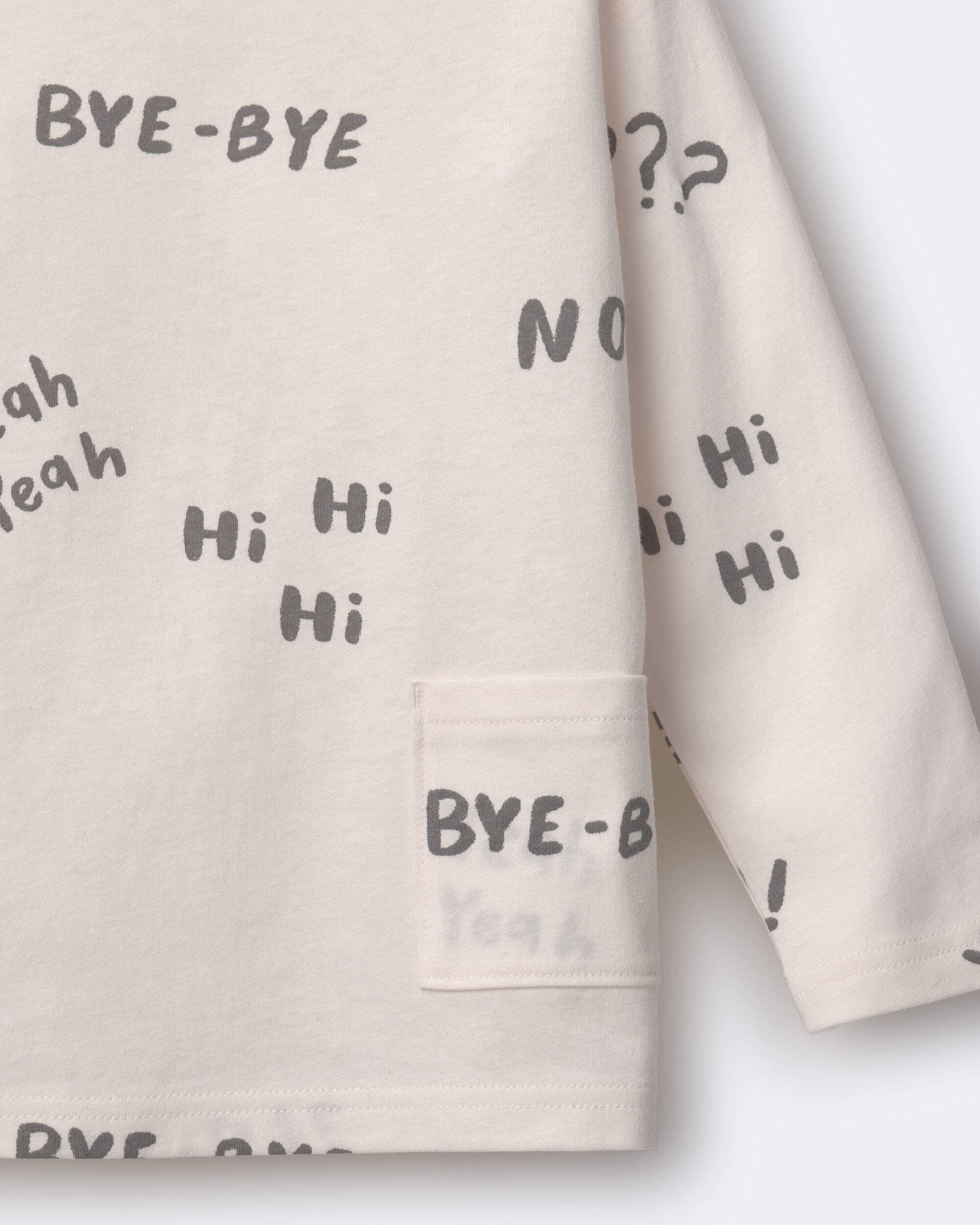 Toddler 'Hi Bye' Long-Sleeve Relaxed Graphic Tee - Cream - Image 6