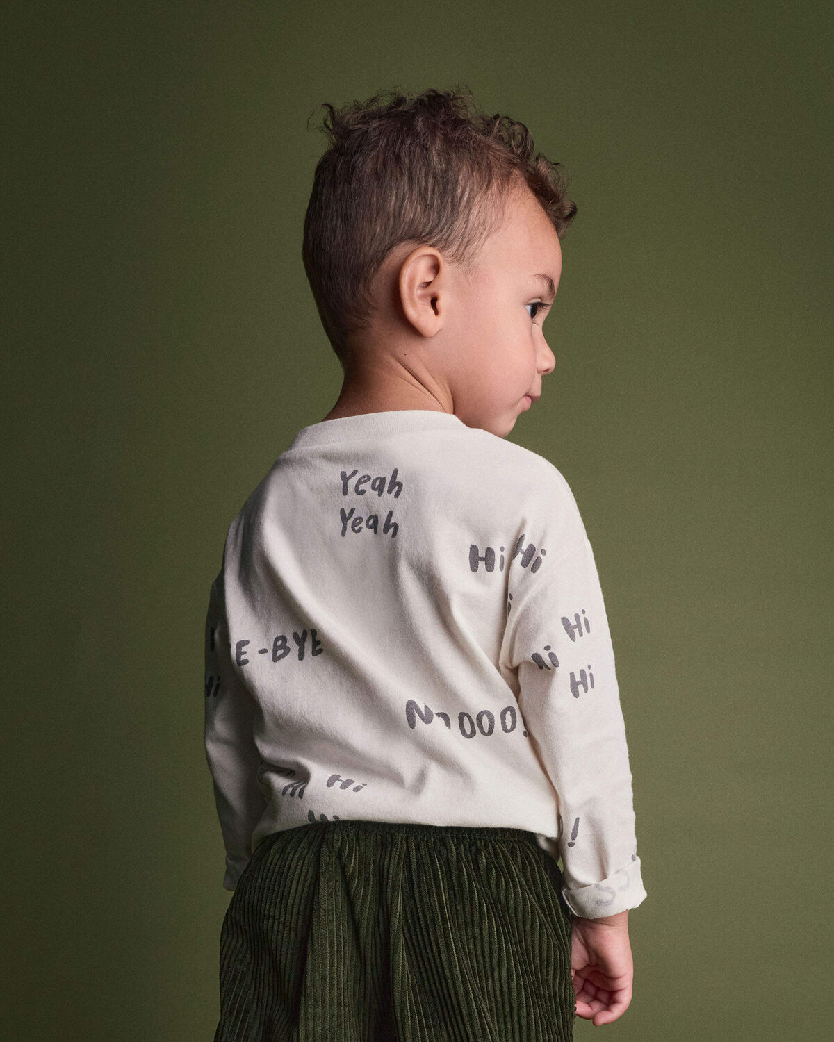 Toddler 'Hi Bye' Long-Sleeve Relaxed Graphic Tee - Cream - Image 4