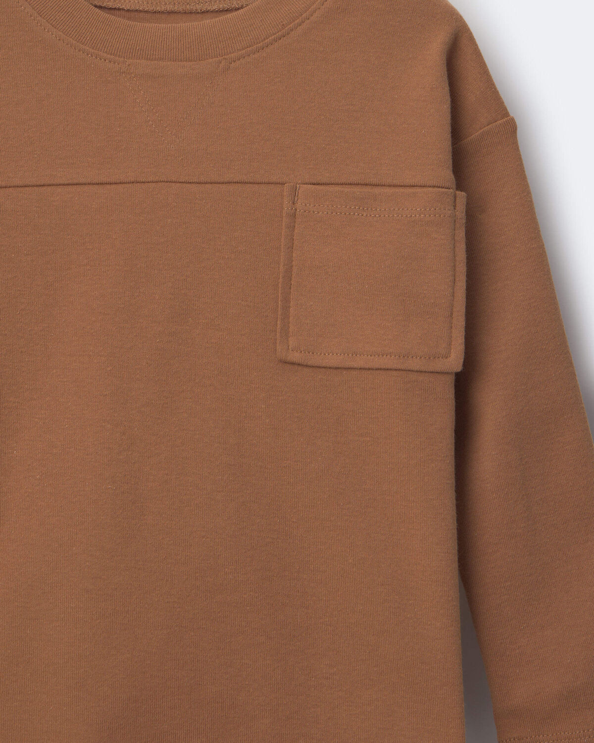Toddler Ribbed Long-Sleeve Pocket Tee - Brown - Image 2