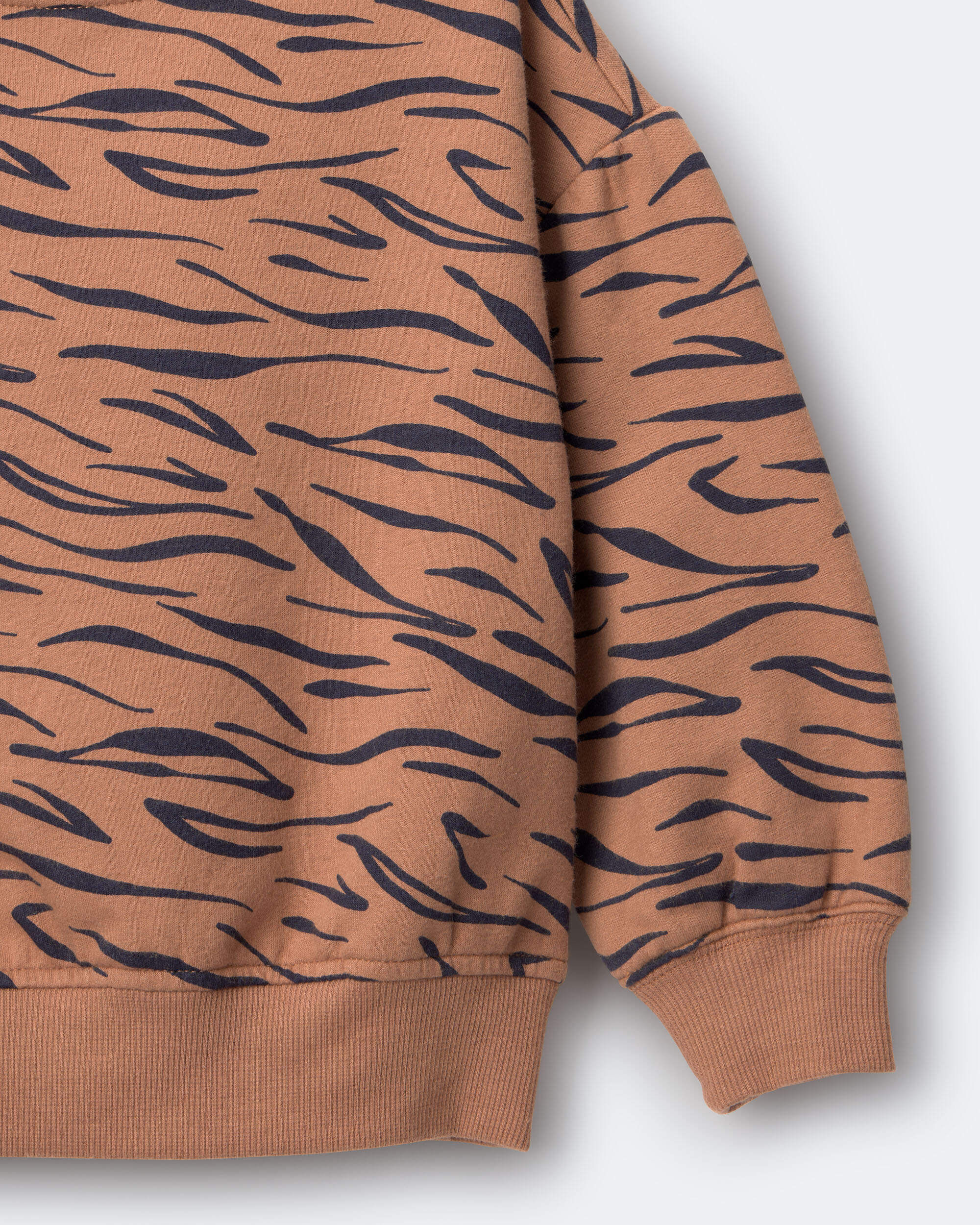 Toddler Balloon-Sleeve Pullover Sweatshirt in Tiger Print - Brown - Image 6