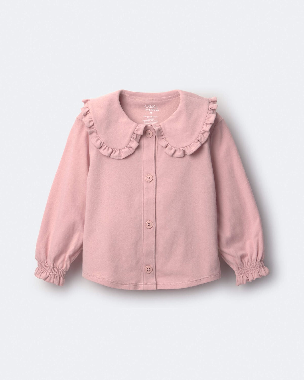 Toddler Girl Peter Pan Collar Top - Blush - Image 2