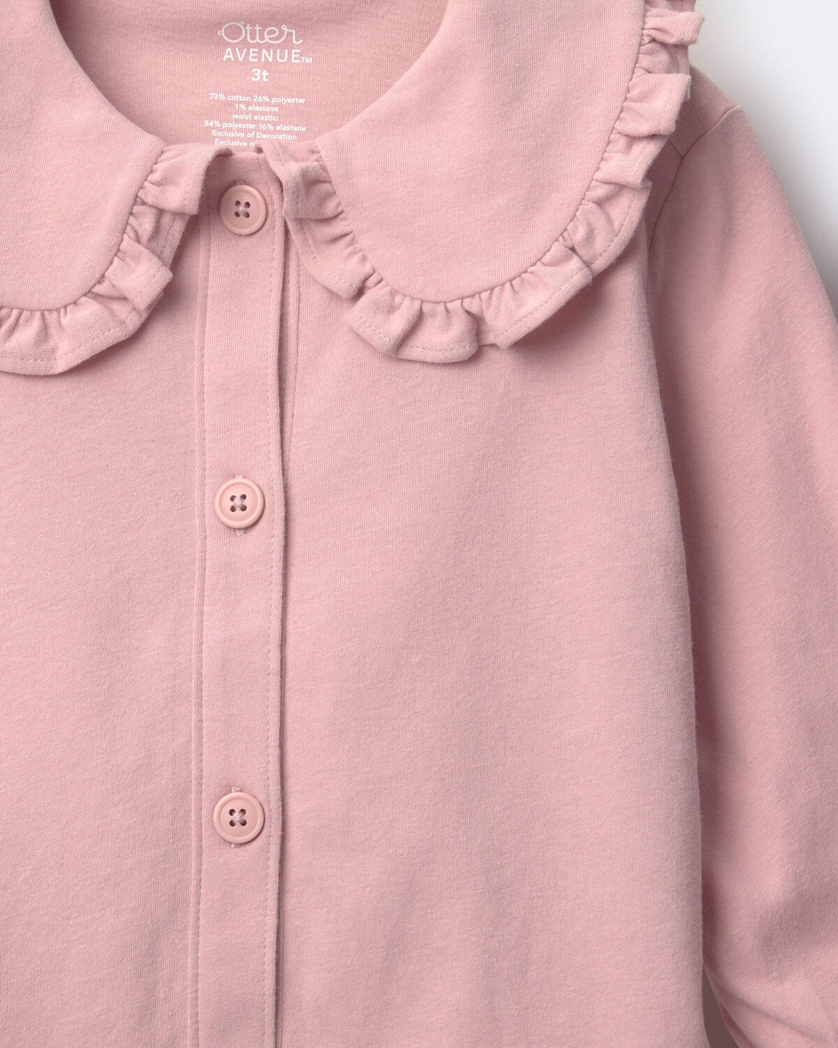 Toddler Girl Peter Pan Collar Top - Blush - Image 5