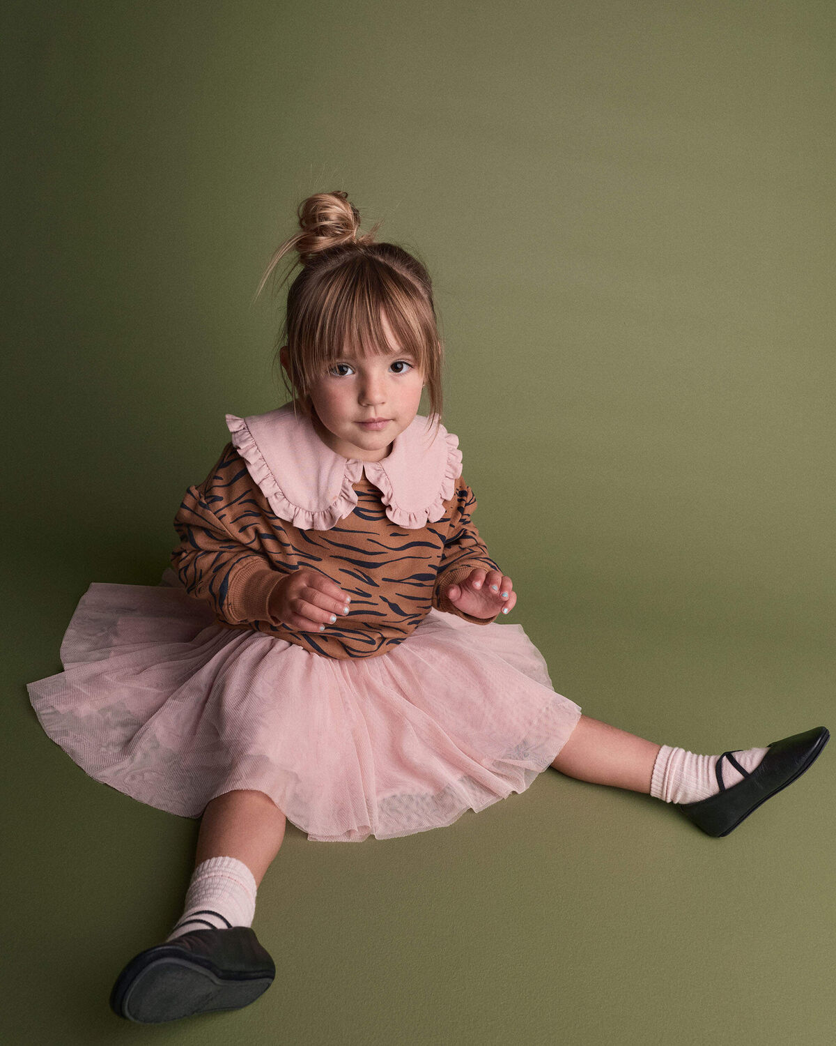 Toddler Girl Peter Pan Collar Top - Blush - Image 3