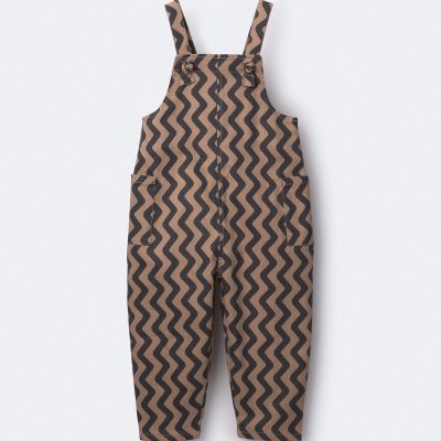 Toddler  Chevron Knot-Tie Overalls - Tan